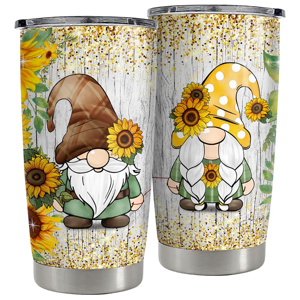 Gnome Couple Tumbler 20oz Stainless Steel Insulated Coffee Travel Mug Cup Gift for Wife Husband Boyfriend Girlfriend Gifts for B