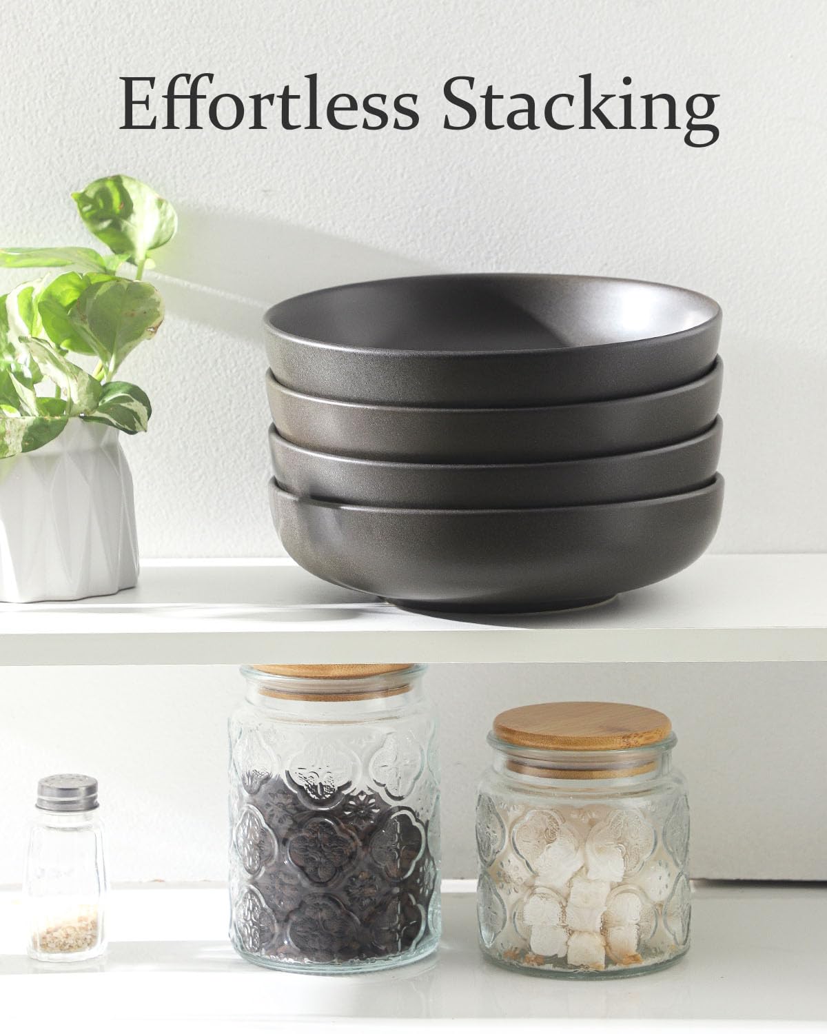 Tikooere Stoneware Pasta Bowls, 34 Oz Large Salad Bowls Set Of 4, Ceramic Serving Bowls For Ramen, Pasta, Fruit, Cereal, Dinner,