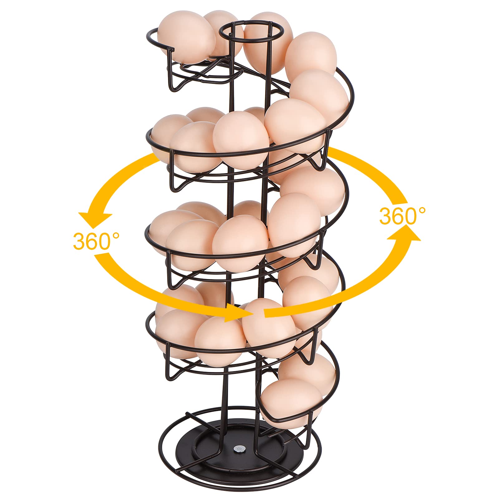 Toplife Spiral Design Metal Egg Skelter Dispenser Rack, Storage Display Rack, Brown