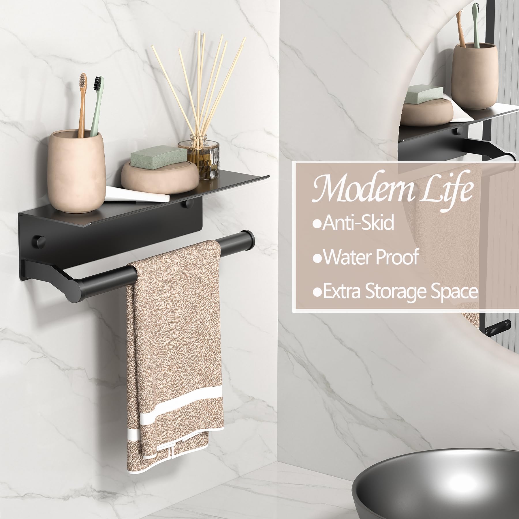 Toilet Paper Holder With Shelf- Dr.Dj Paper Towel Holder Wall Mount, Paper Towel Holder Self Adhesive & Screw For Toilet, Bathro