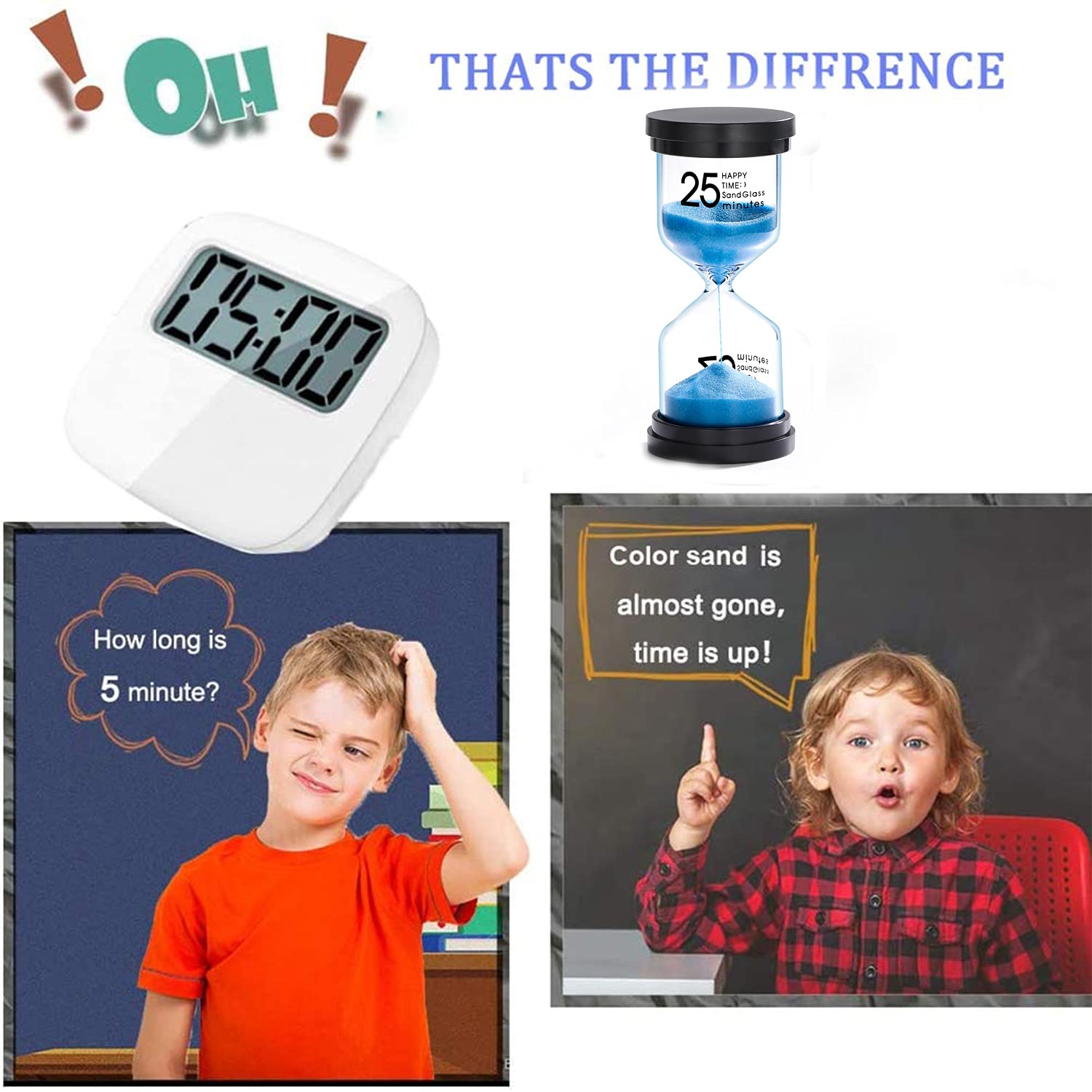 25 Minute Sand Hourglass Timer: Plastic Sand Clock, Sand Watch 25 Min, Extra Blue Reloj De Arena, Unity Hour Glass Colorful Sand