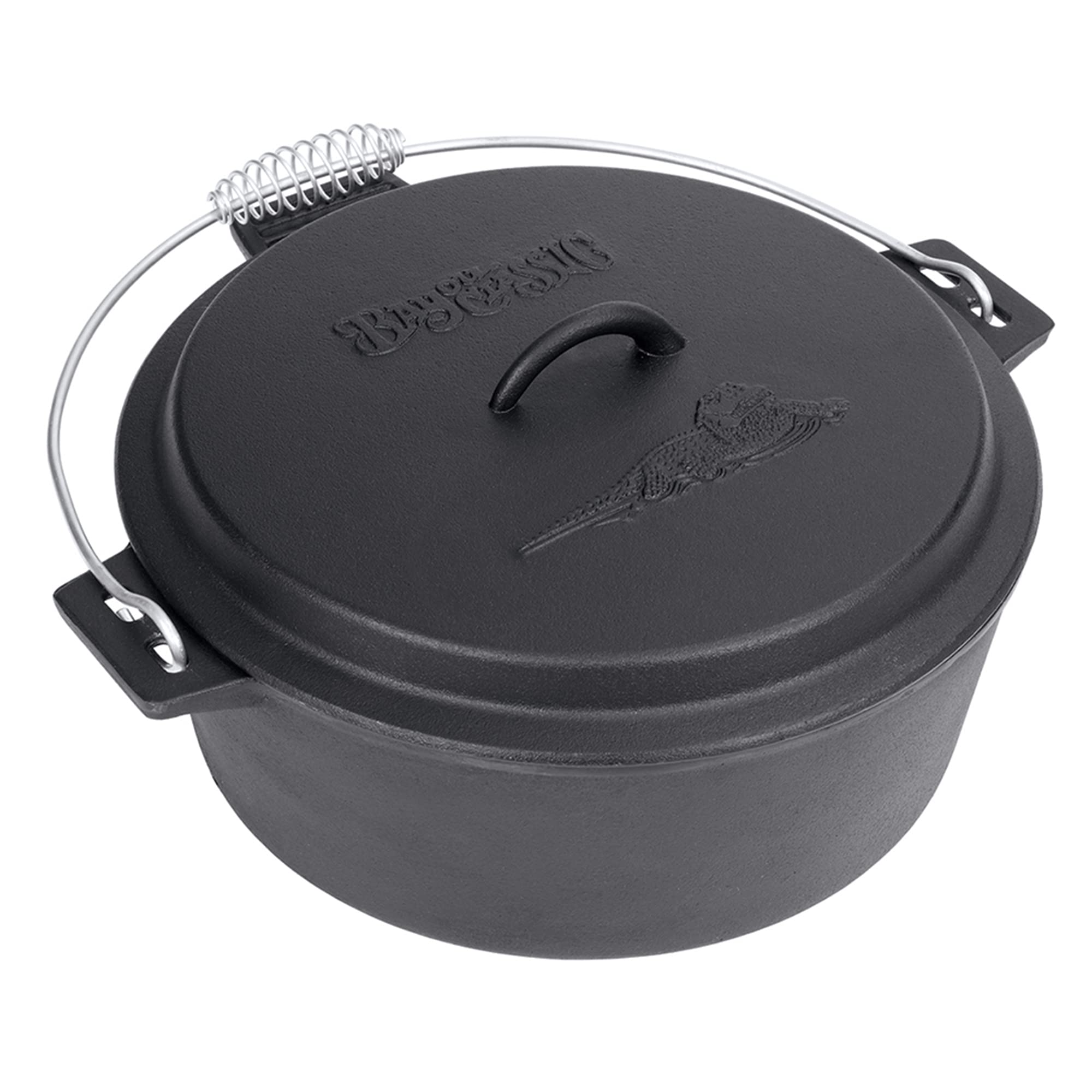 Bayou Classic 10-Qt Pre-Seasoned Cast Iron Chicken Fryer Features Cast Iron Domed Lid Cool Touch Coil Handle Perfect For Frying