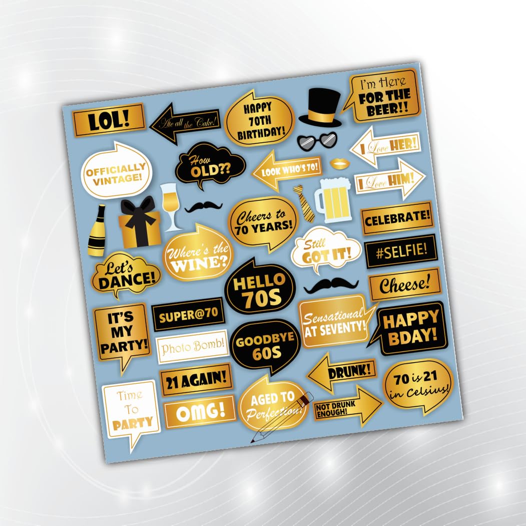 PartyStuff Birthday Theme Props  70th Birthday Props (30 Cards)