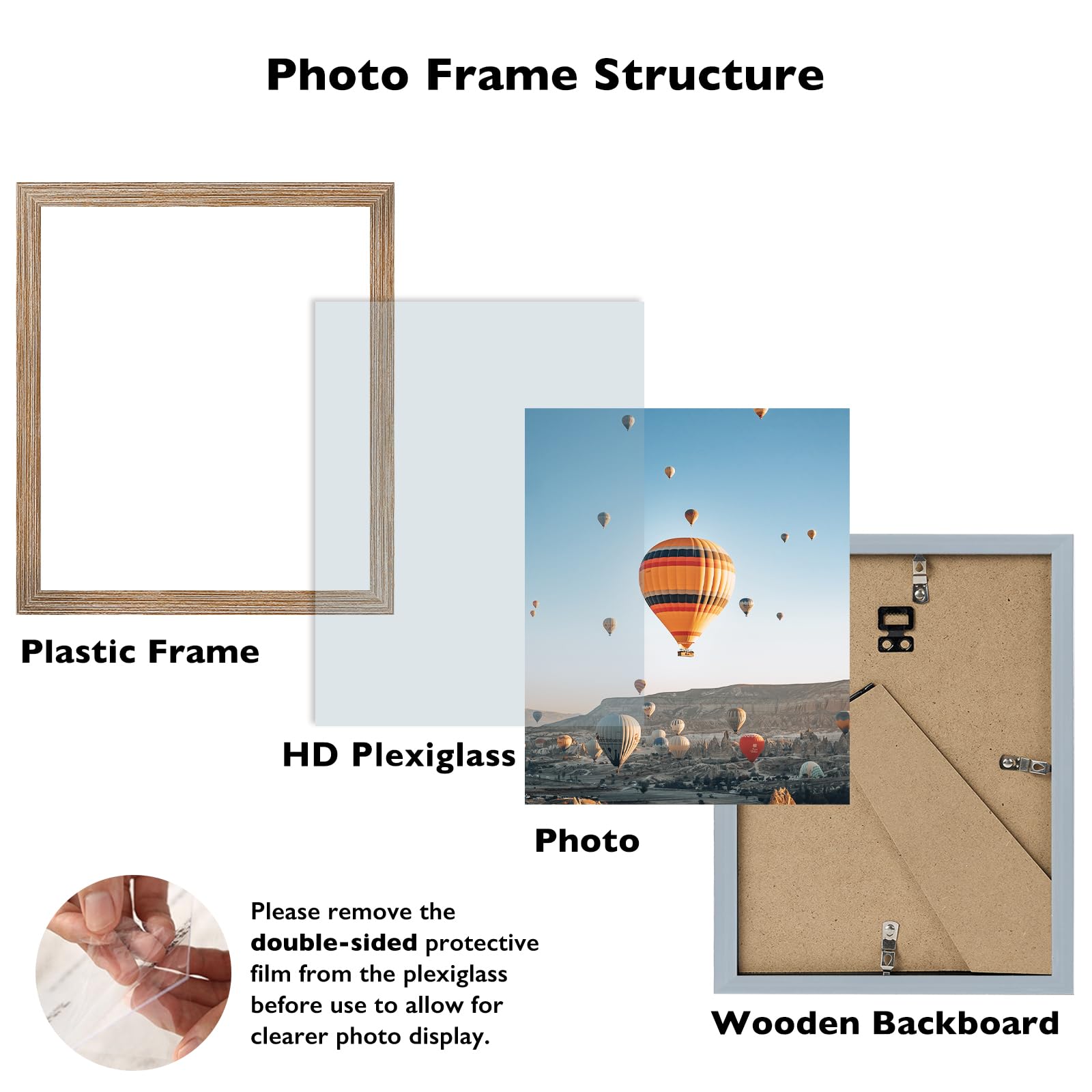 JCJMY 10x12 Picture Frame Rustic Brown for Wall Hanging, Wall Mounting Horizontally or Vertically, 10 x 12 Wall Gallery Poster P