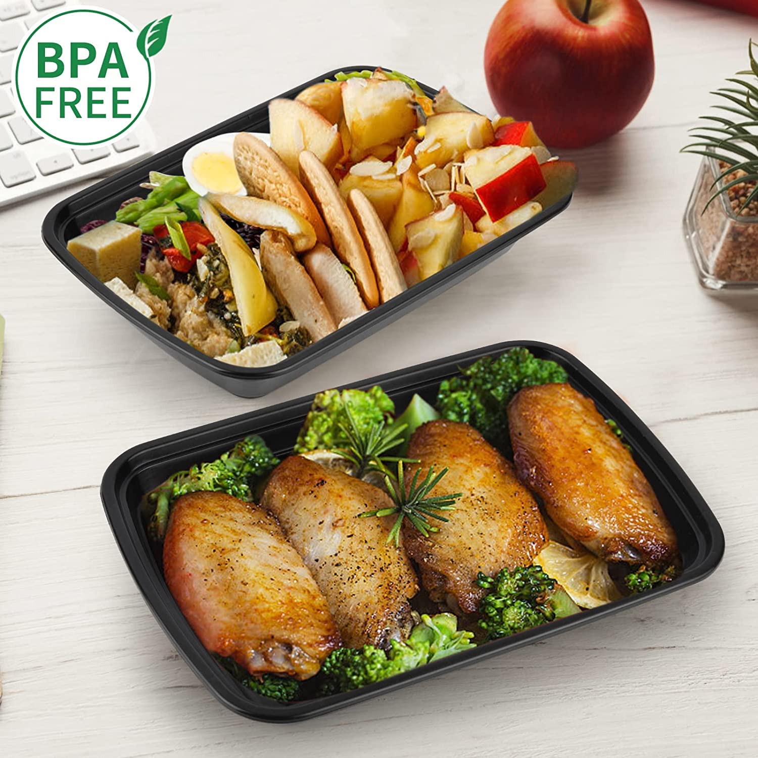 Meal Prep Containers With Lids 50 Set - Reusable Plastic Food Storage Containers Lunch Box To-Go Container Disposable Bento Box