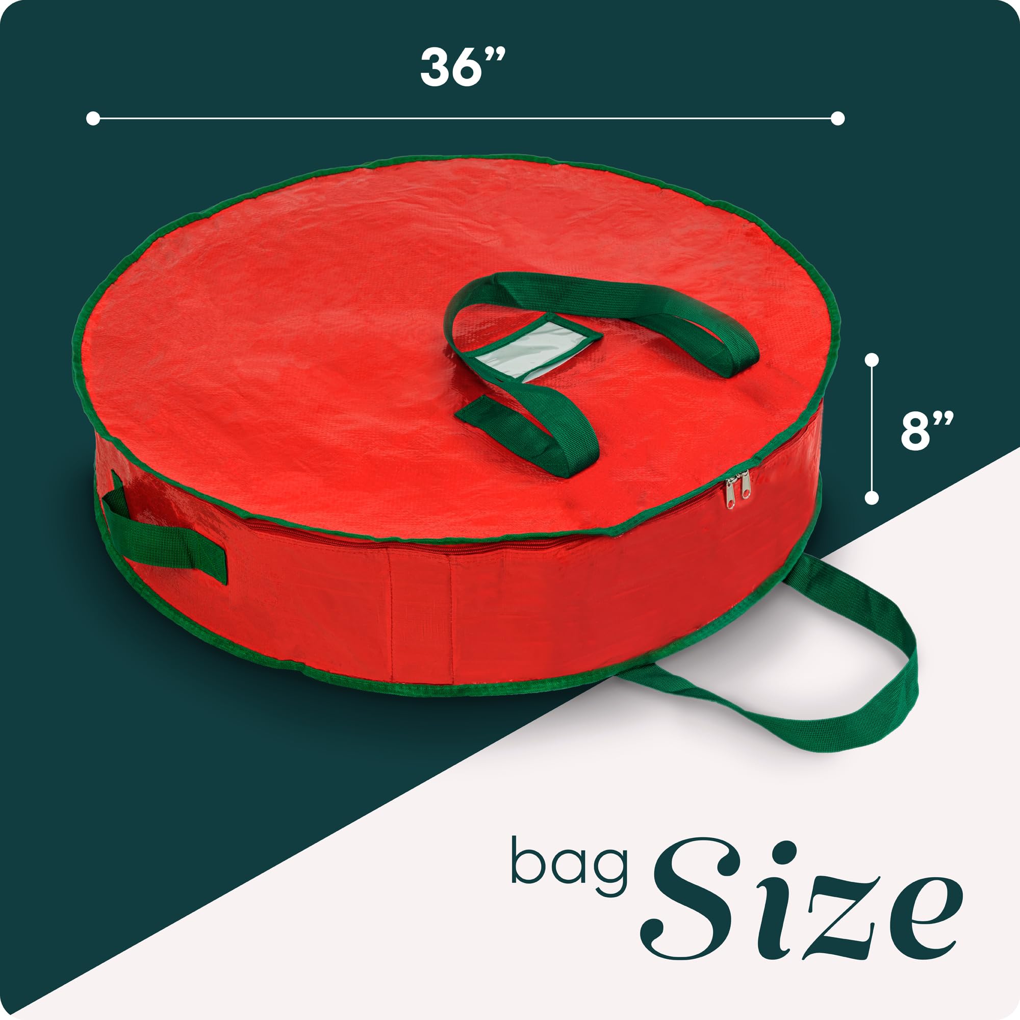 Handy Laundry Christmas Wreath Storage Bag - Durable, Tarp Material, Zipper, Sturdy Carry Handle, Dust, Pest Protection - Ideal