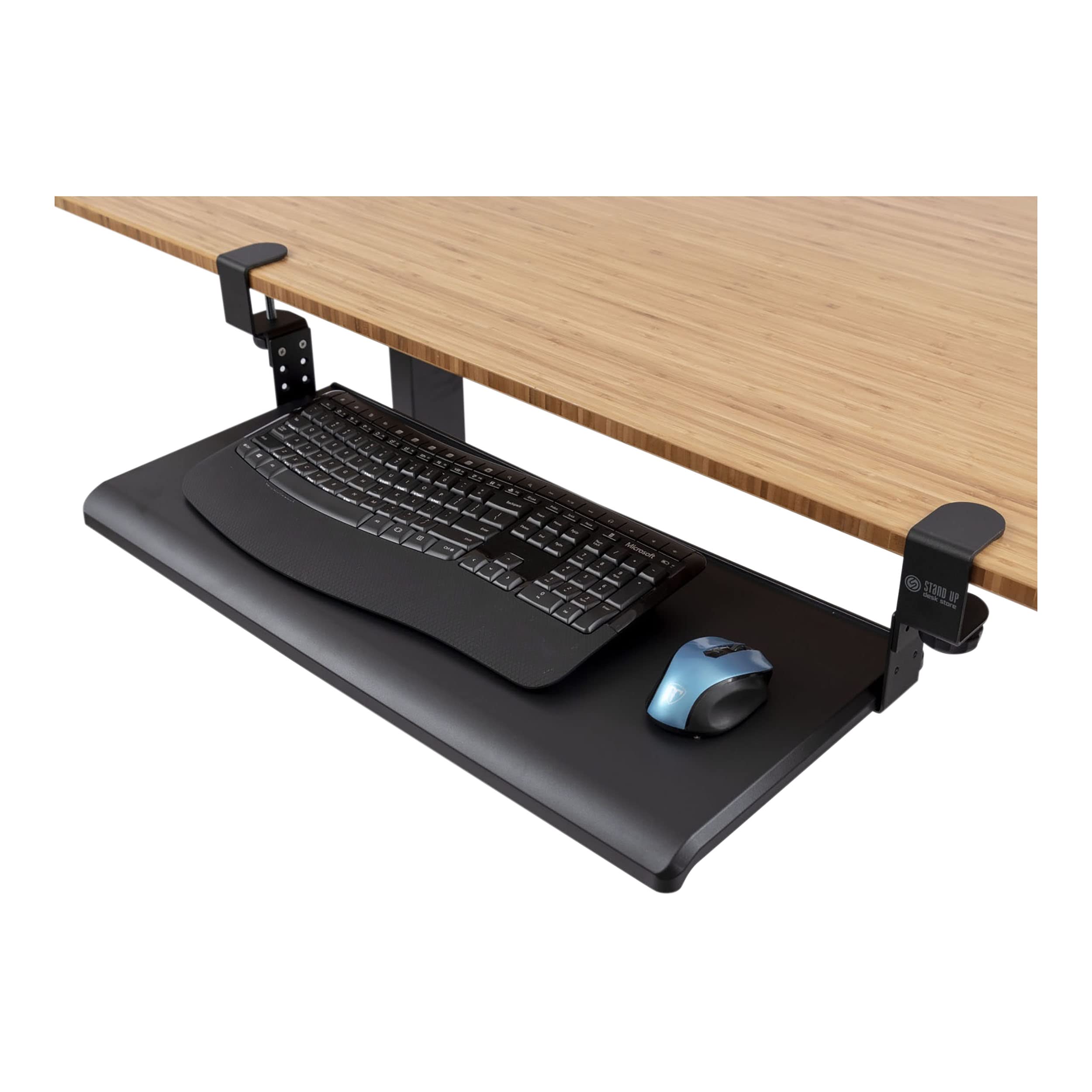 Stand Up Desk Store Large Clamp-On Retractable Adjustable Height Under Desk Keyboard Tray  For Desks Up To 15 (Large, 33 Wide)