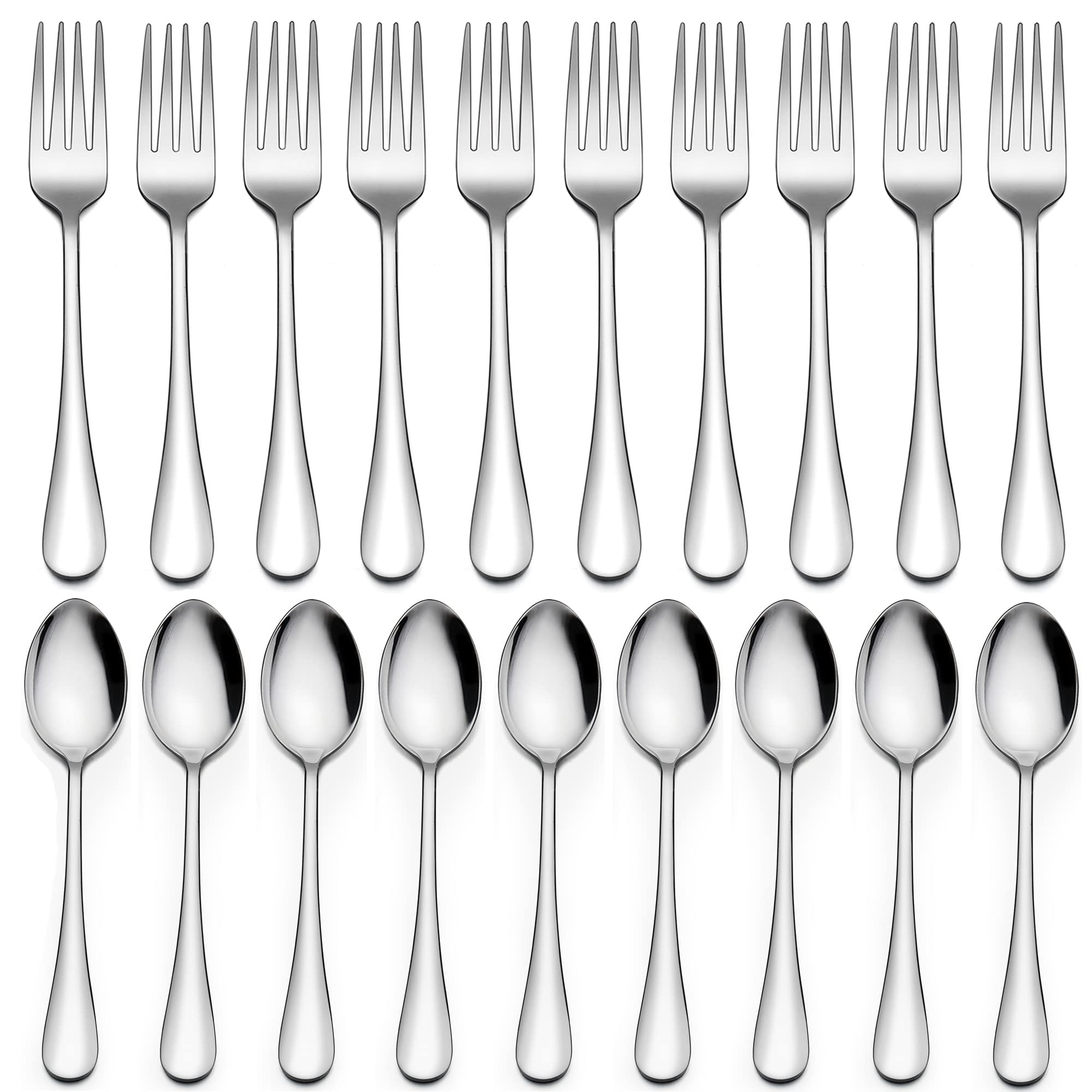 Lianyu 24-Piece Forks And Spoons Silverware Set, 12 Teaspoon And 12 Dinner Fork, Stainless Steel Flatware Cutlery Set For Home K