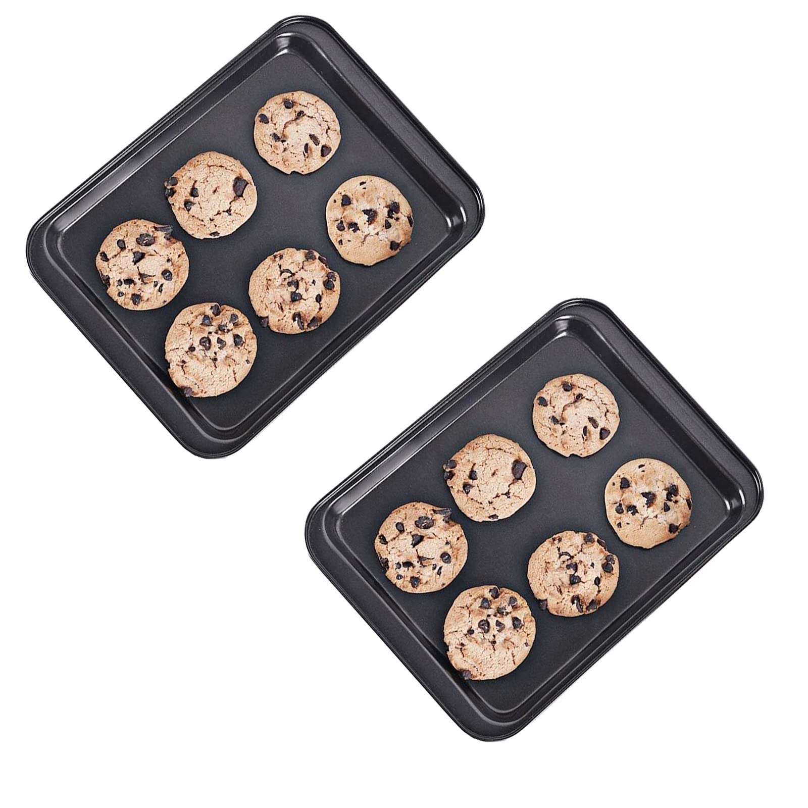 Hytk 2 Small Baking Sheets 9.45 X 7.09 Inch (Inner 7.5X6) Mini Cookie Tray Toaster Conventional Oven Pan Nonstick No Warp Magnet