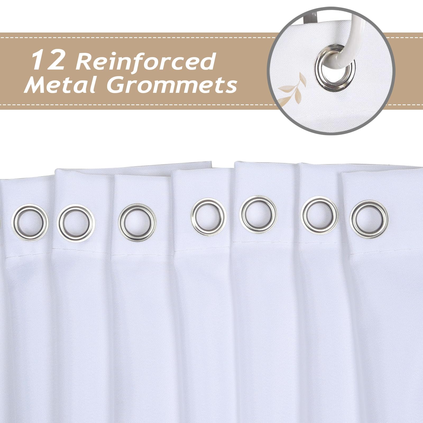 Bonhause Boho Leaves Shower Curtain, Watercolor Tan Leaf Floral Plant Modern Bathroom Curtain 72X72 Inch Polyester Fabric Waterp