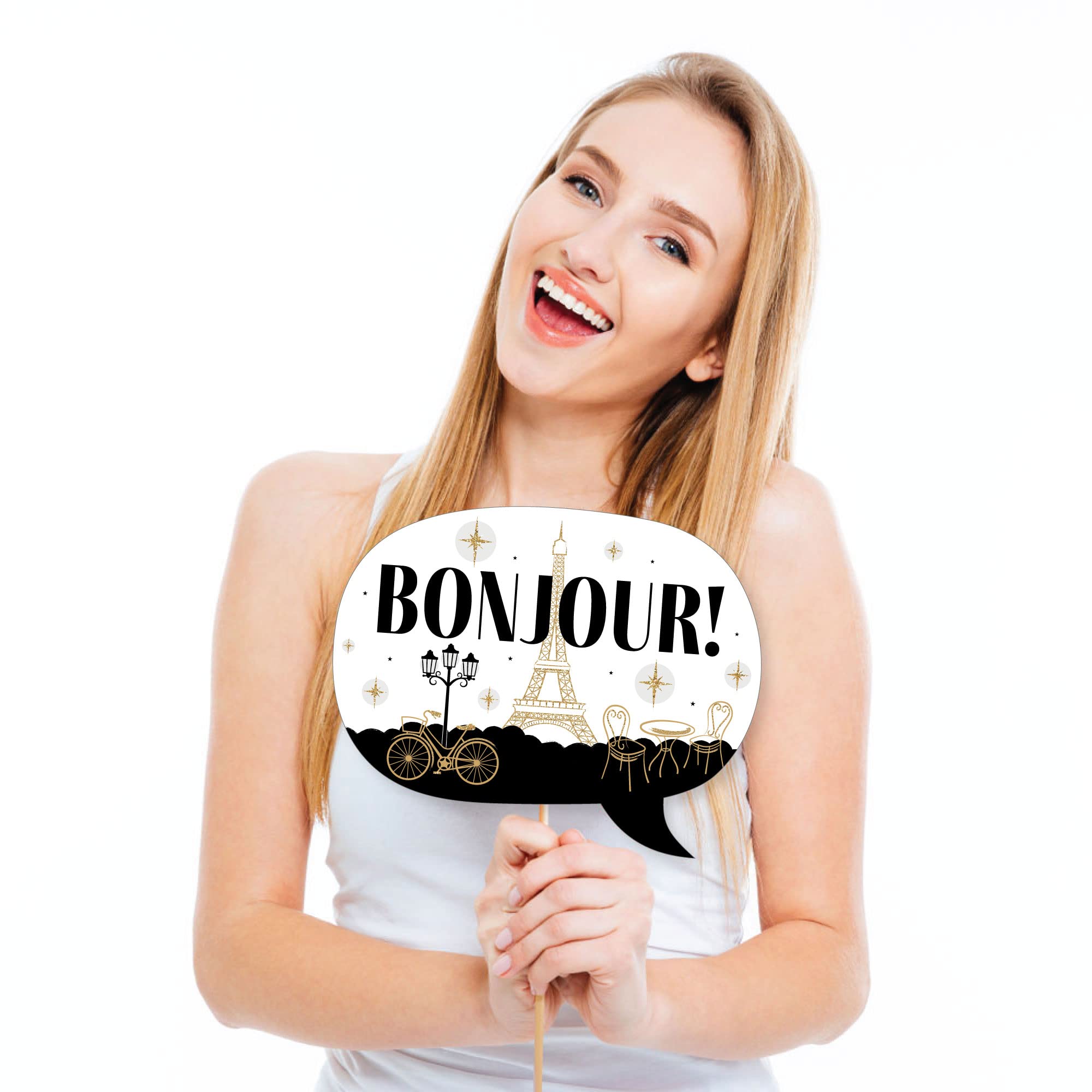 Big Dot Of Happiness Stars Over Paris - Parisian Themed Party Photo Booth Props Kit - 20 Count