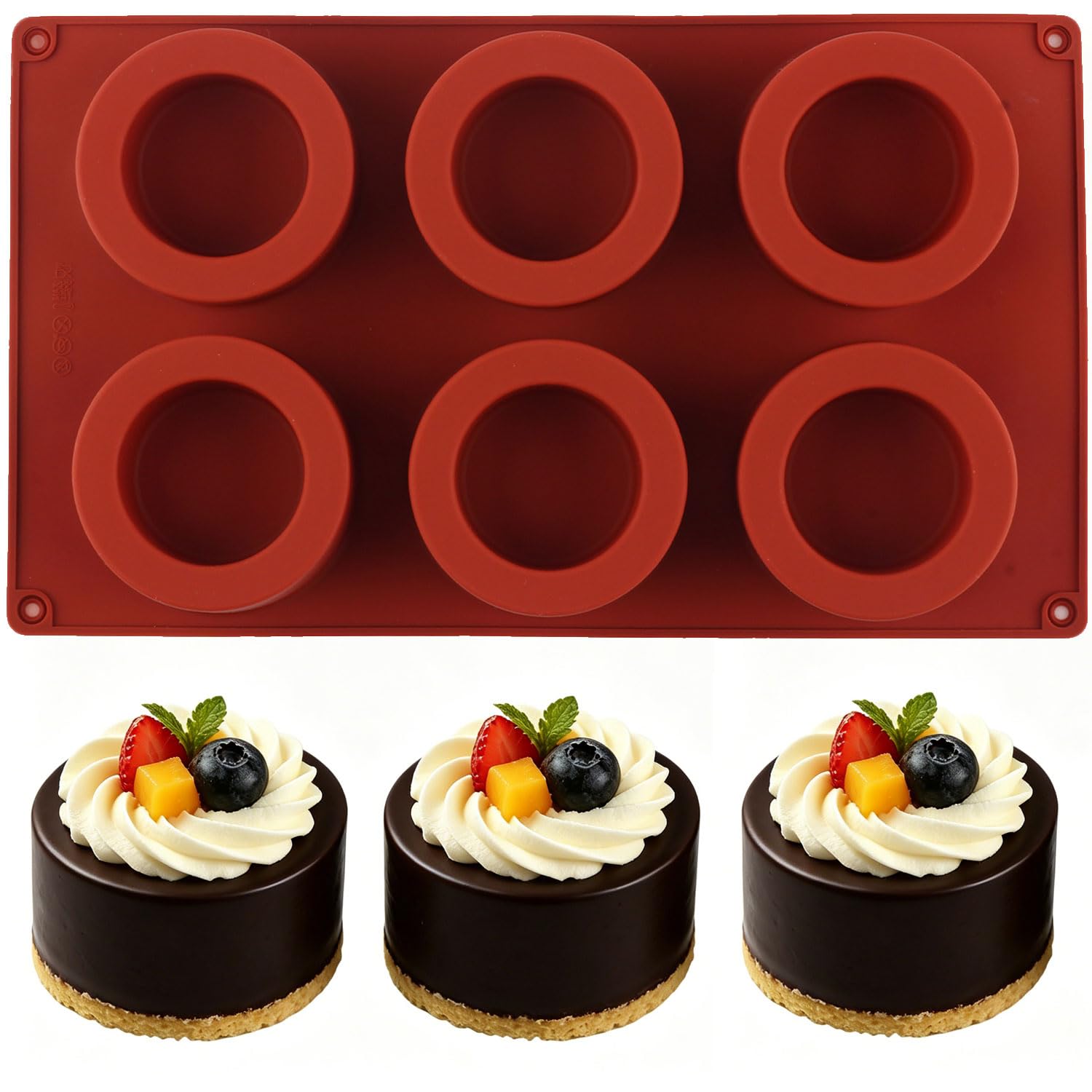 EPYHREHM 6 Cavity Hollow Round Tube Silicone Chocolate Molds
