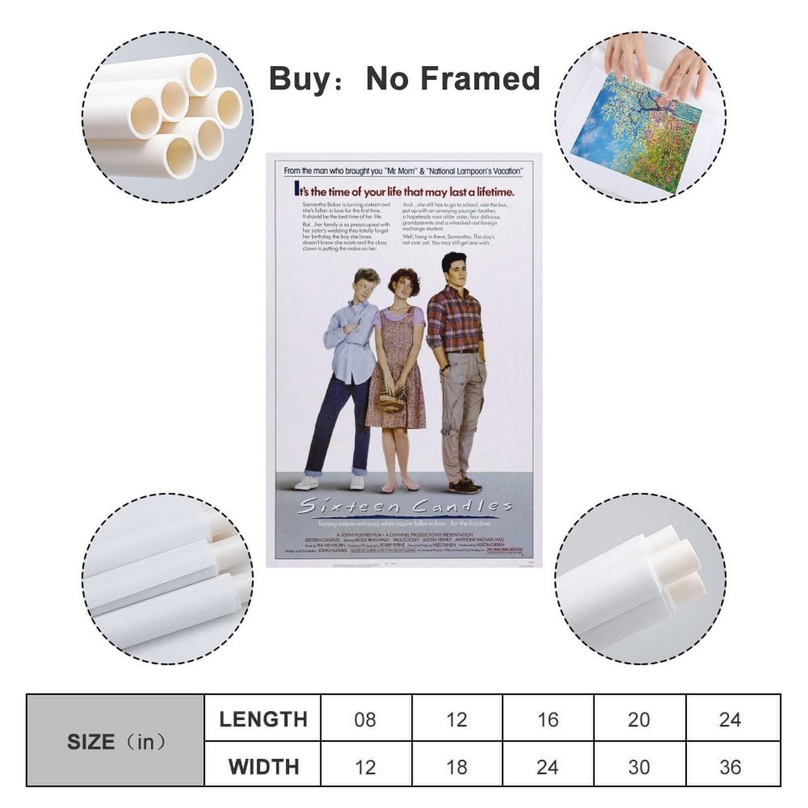 Sixteen Candles Movie Poster Canvas Art Poster And Wall Art Picture Print Modern Family Bedroom Decor Posters 12X18Inch(30X45Cm)