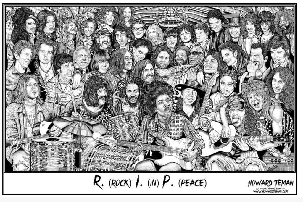Studio B Howard Teman- (R.I.P.) Rock In Peace Poster By Howard Teman 36 X 24In