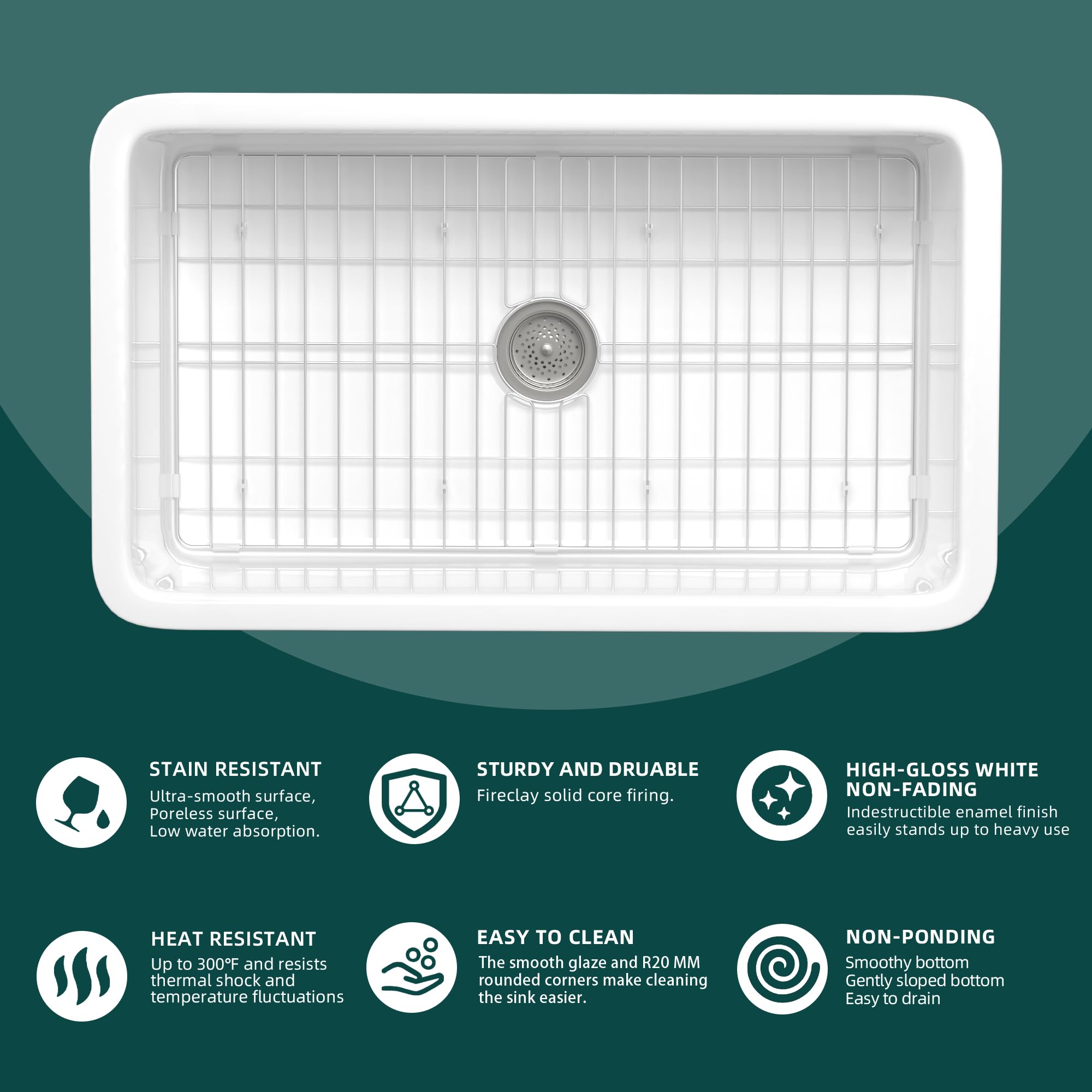 Miuara White Undermount Kitchen Sink 32 Inch - Large Kitchen Sink Drop In 32''X19'', 9'' Deep Dual Mount Drop In Kitchen Sink, T