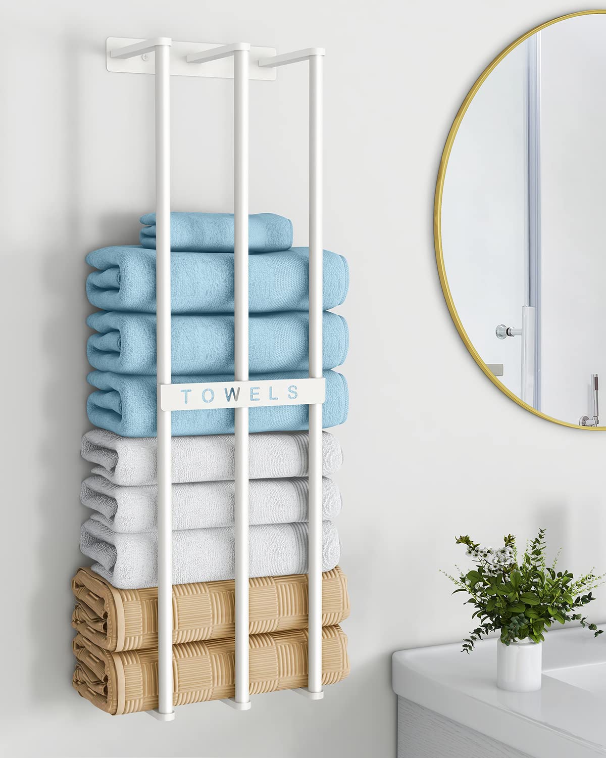 Towel Holders For Bathroom Wall Mounted, Bethom Towel Storage For Small Bathroom, Wall Towel Rack For Rolled Towels Bath Washclo