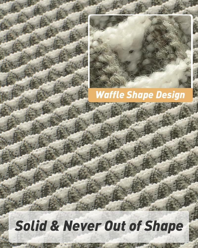 AMOAMI Upgraded Waffle Runner Rug Super Absorbent Non Slip Bath Mats for Bathroom Machine Washable Bathroom Runner Rug with Tass