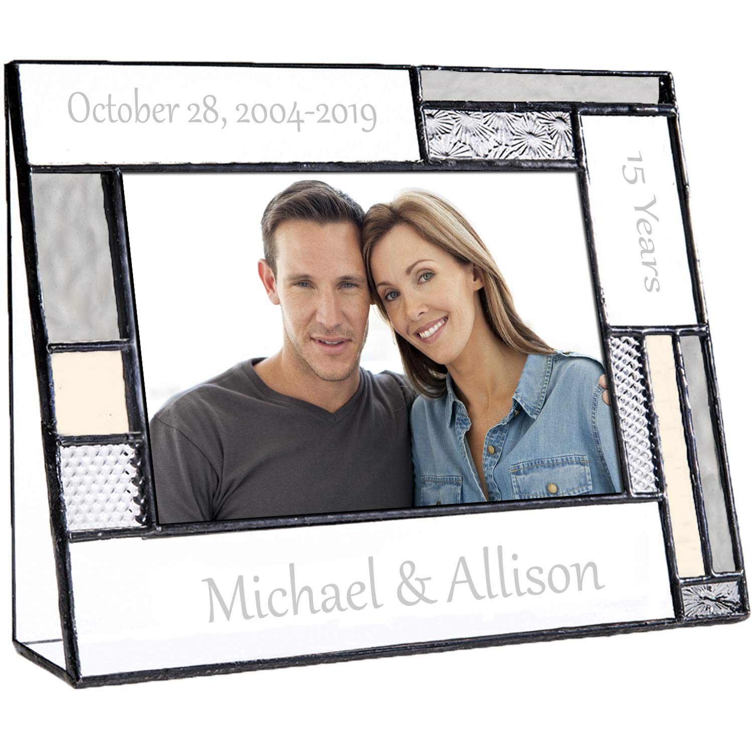 Anniversary Picture Frame Personalized for Couple Engraved Glass 4x6 Photo Keepsake Pic 392-46H EP625 (4x6 horizontal)