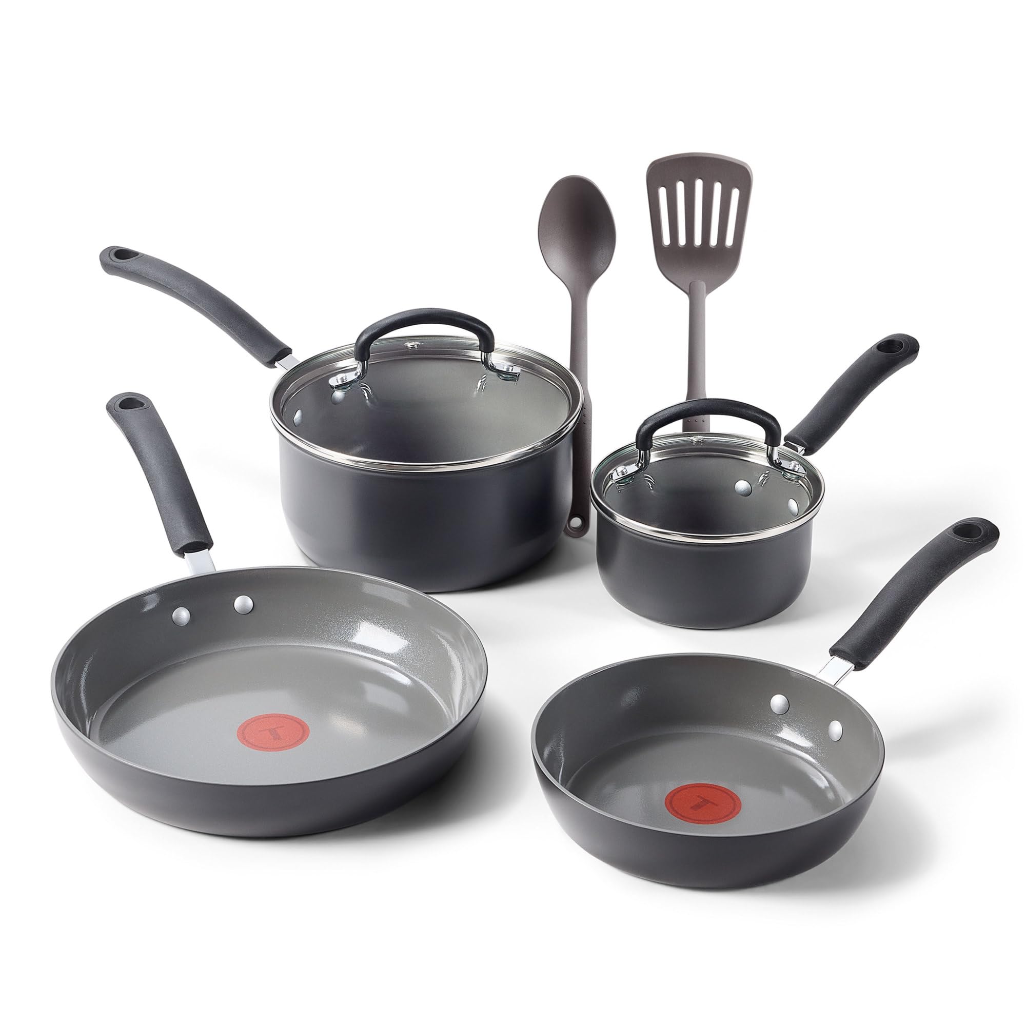 T-Fal Ultimate Hard Anodized Ceramic Nonstick 8 Piece Cookware Set, Oven Safe Up to 400F, Dishwasher Safe, Pots and Pans Set, In