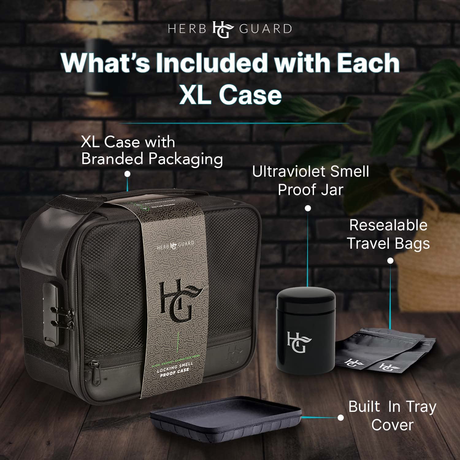 Herb Guard Xl Smell Proof Bag & Airtight Case With Combination Lock (Container Holds Up To 5 Ounces) - Includes Ykk Zippers, 250