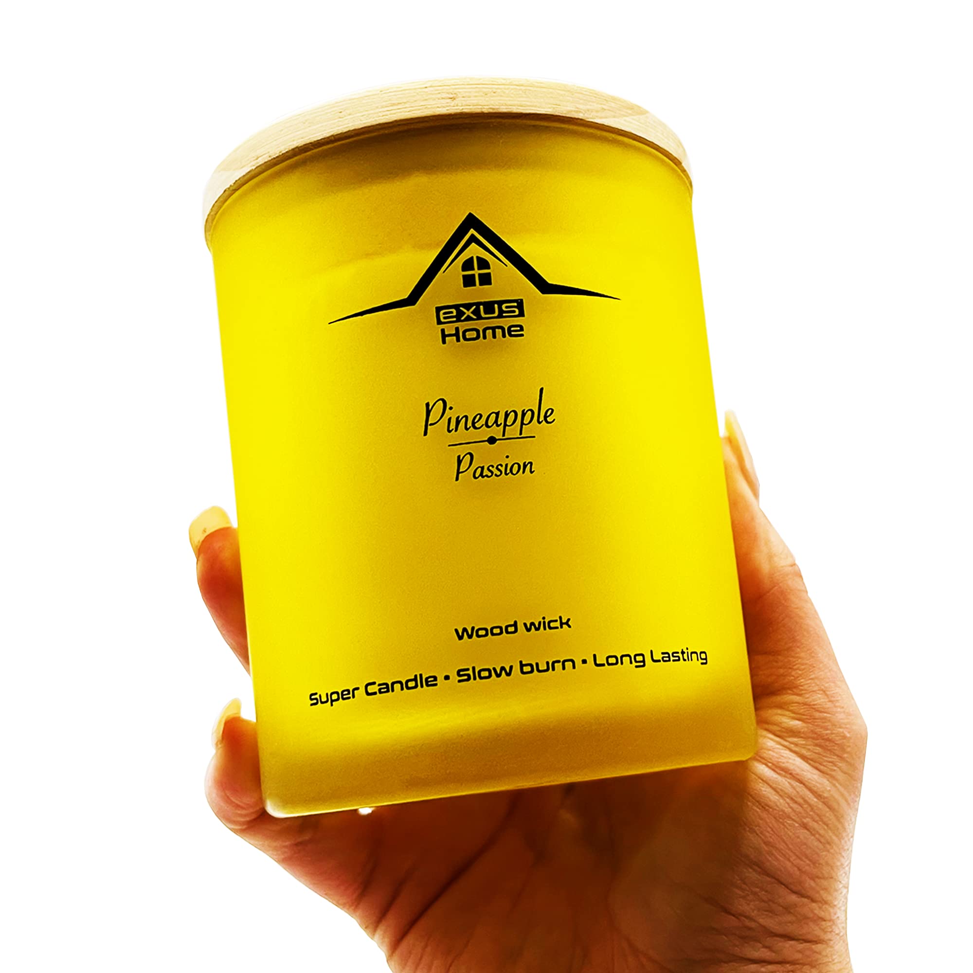 Exus Hand Crafted, Odor Eliminator, Strong Scent, 100% Natural Soy Wax, Wood Wick, Non-Toxic Candle (Pineapple/Passion)