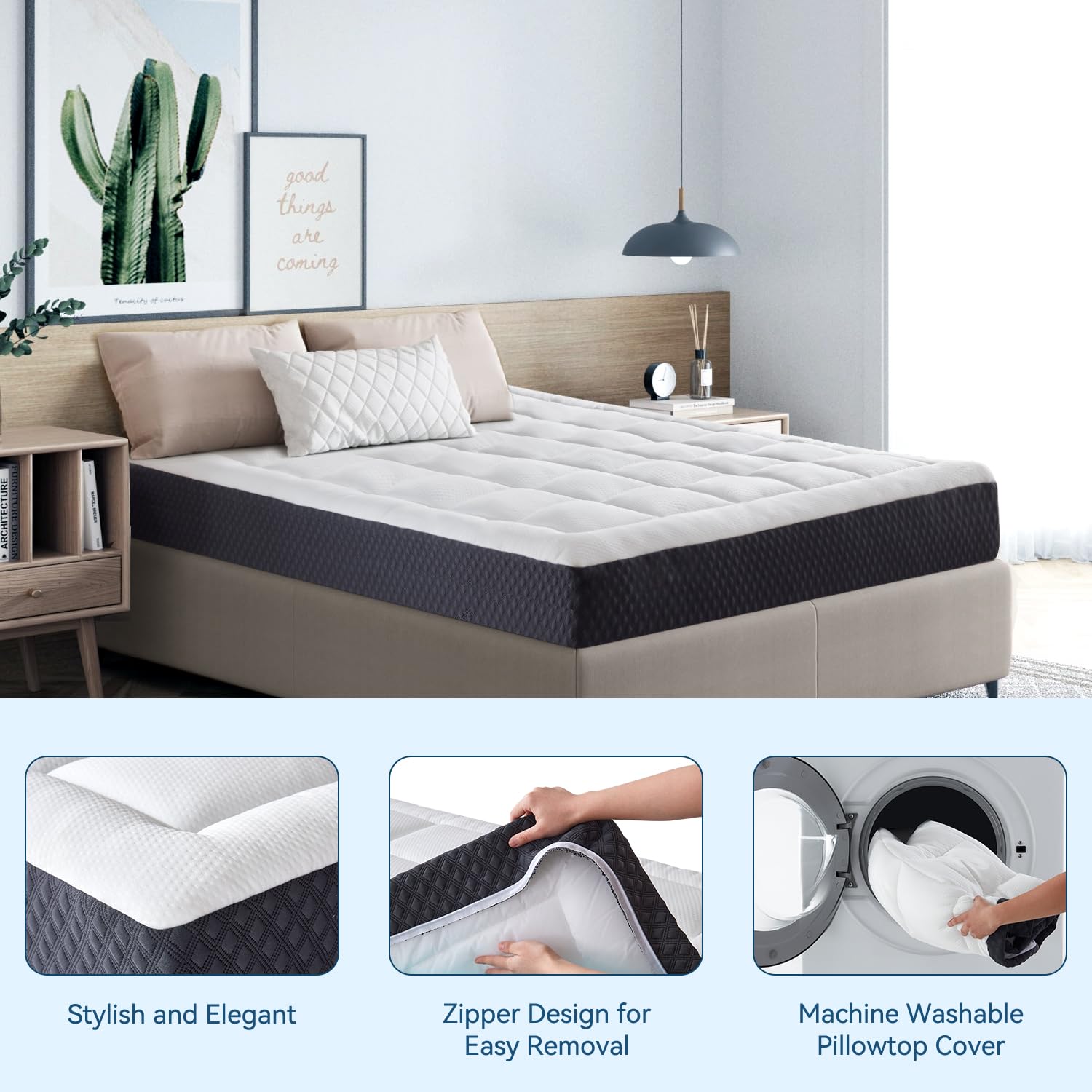 Onenice 8 Inch Queen Mattress In A Box, Breathable Gel-Memory Foam Plus Pillowtop Mattress For Pressure Relief, Certipur-Us Cert