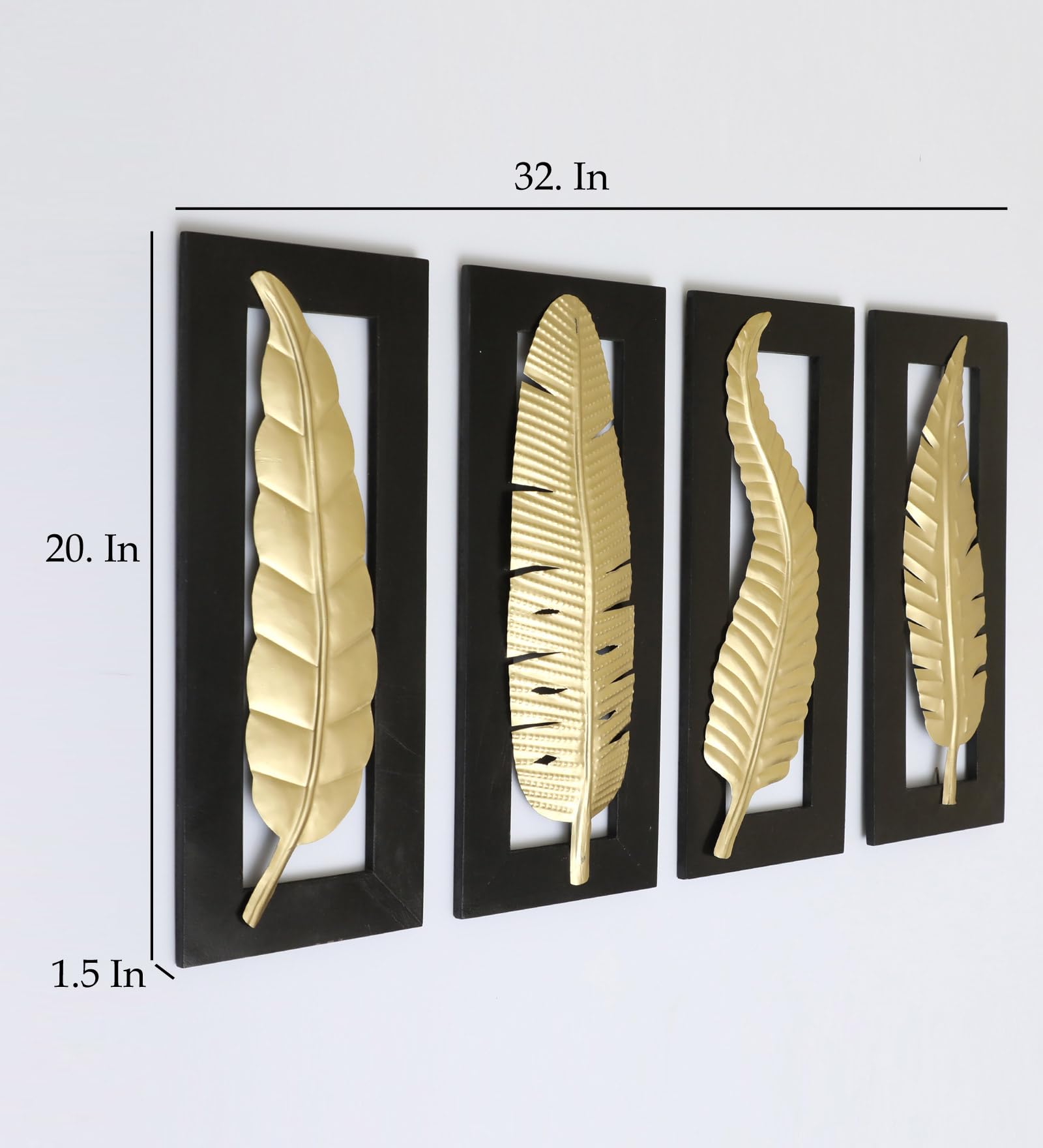 vedas Gold Metal & MDF Vantara Leaf Wall Decor Hanging & Mounted Sculpture Home Decoration Perfect for Living Room/Hotel/Restaur