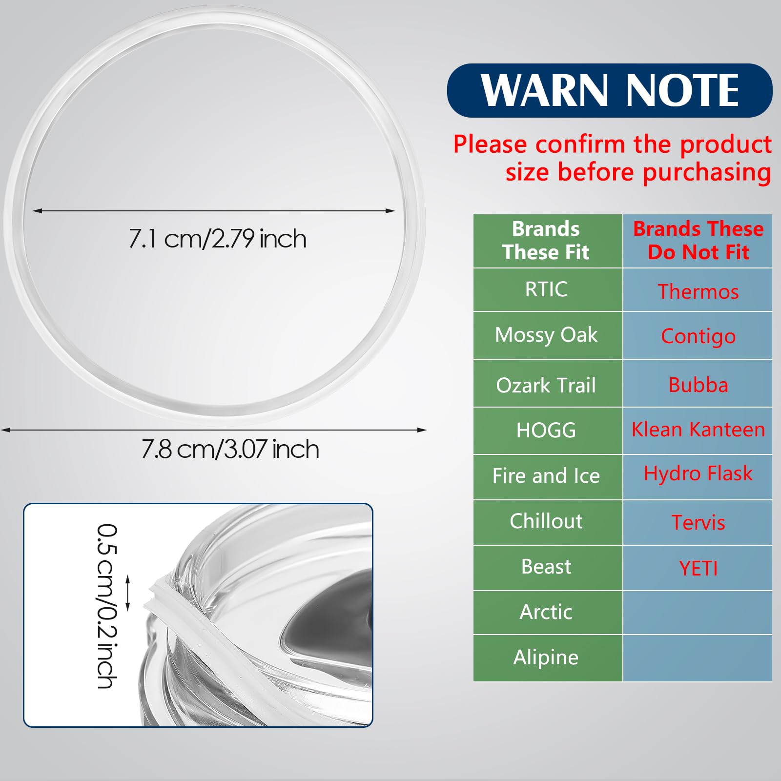 Patelai 30 oz Rubber Lid Seals for Insulated Tumblers - White, 6 Pieces, Compatible with RTIC Atlin