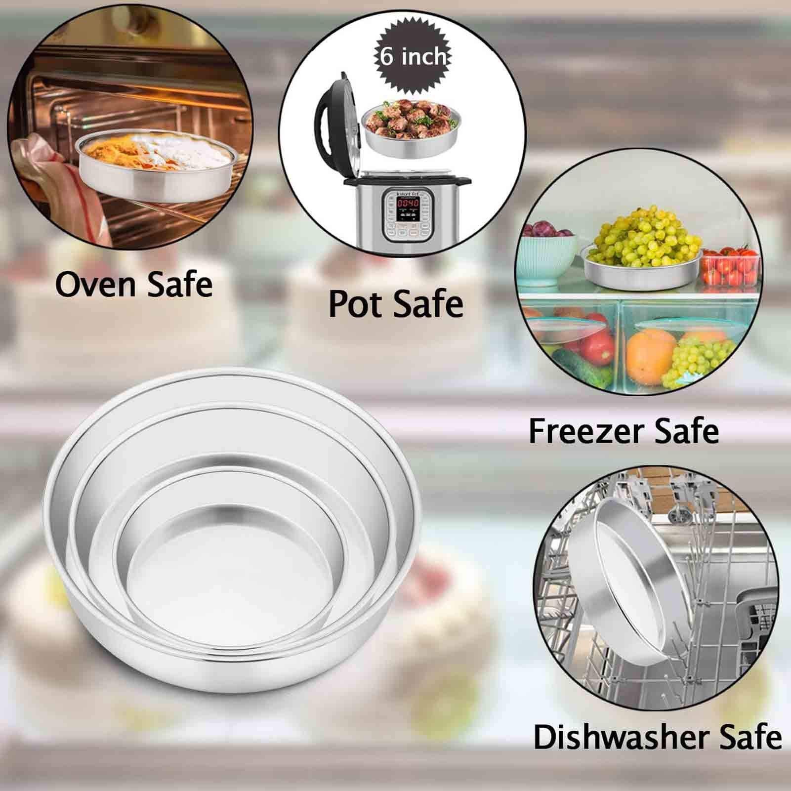 Teamfar Cake Pan, 4 - 6 - 8 - 9 - 11, Stainless Steel Round Baking Tier Cake Pans Set, Healthy & Heavy Duty, Mirror Finish & Dis