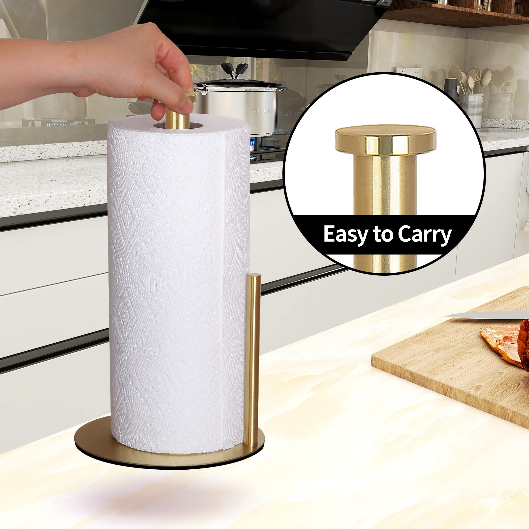 Gold Paper Towel Holder Countertop  OBODING  Gold Kitchen Paper Towel Holder Stand for Kitchen and Bathroom Organization  Stainless Steel Paper Towel Holders for Standard and Large Rolls (Golden)