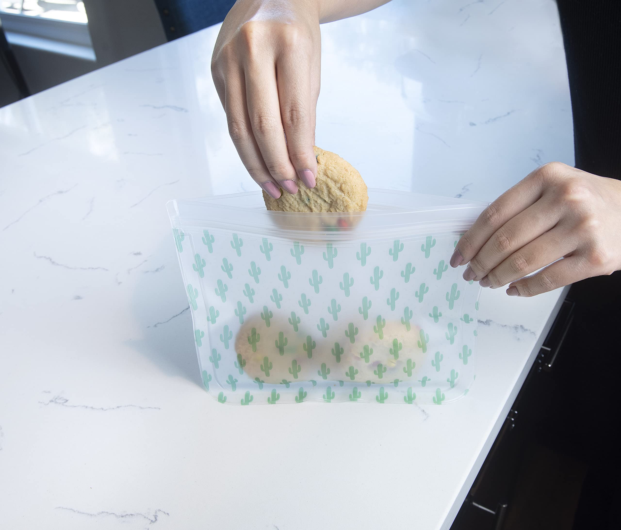 Ecological Reusable Snack Bags, Sustainable Kitchen Accessory, Zero-Waste Lunch Set, 4 Pack, Printed