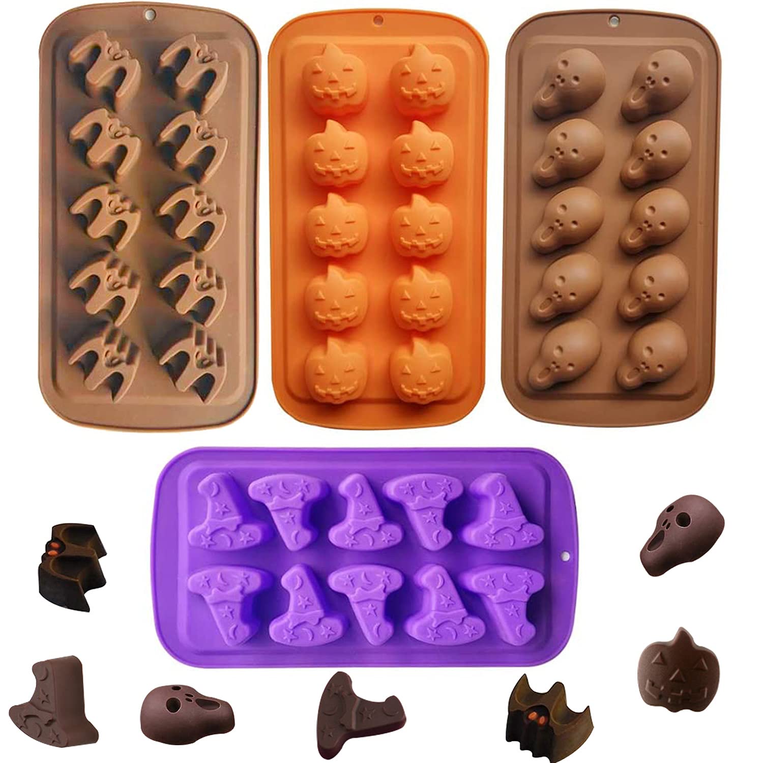 4 Pack Halloween Silicone Baking Molds