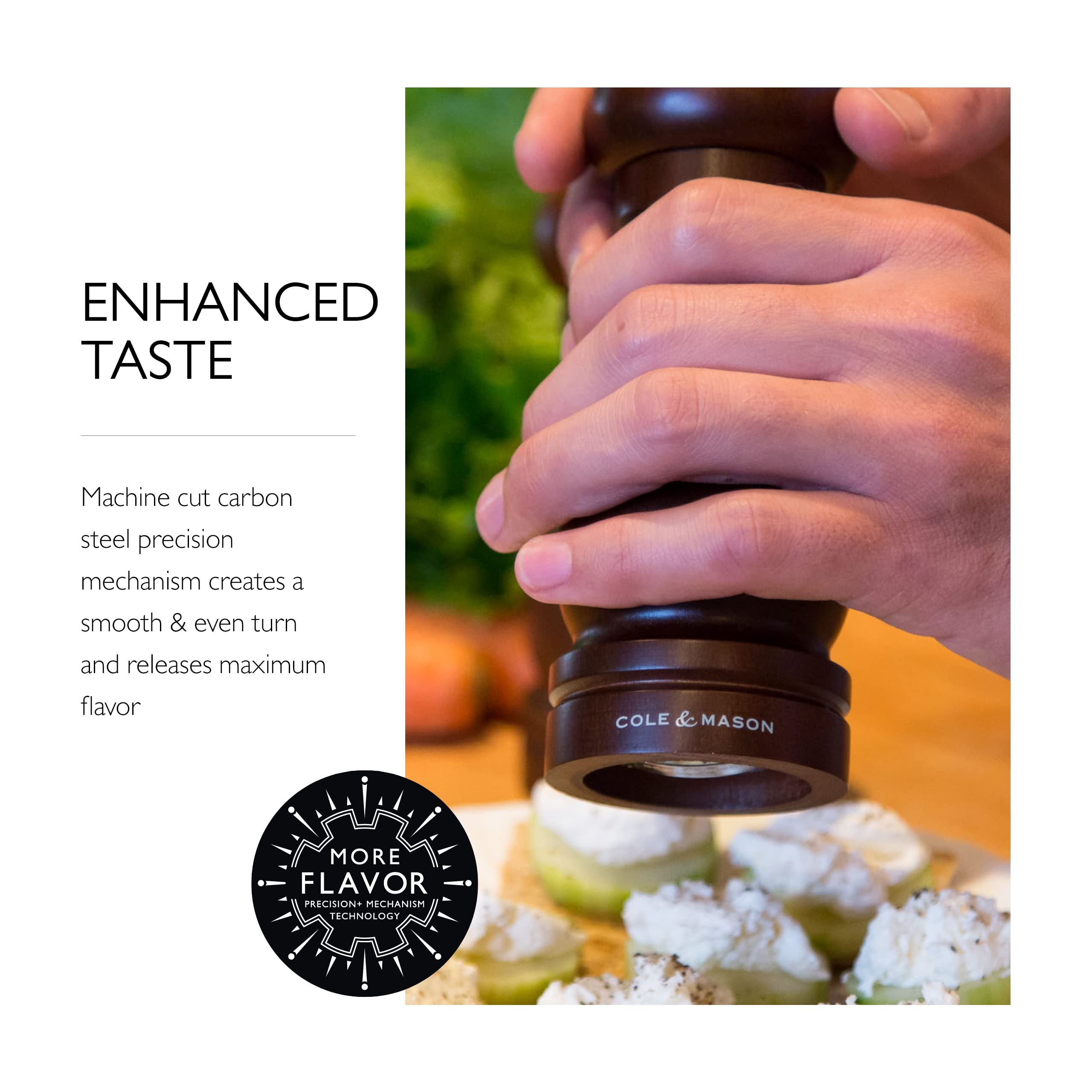 Cole & Mason Capstan Wood Pepper Grinder, 6.5-Inch, Walnut, Brown - Precision Mechanism, Model HB0644P