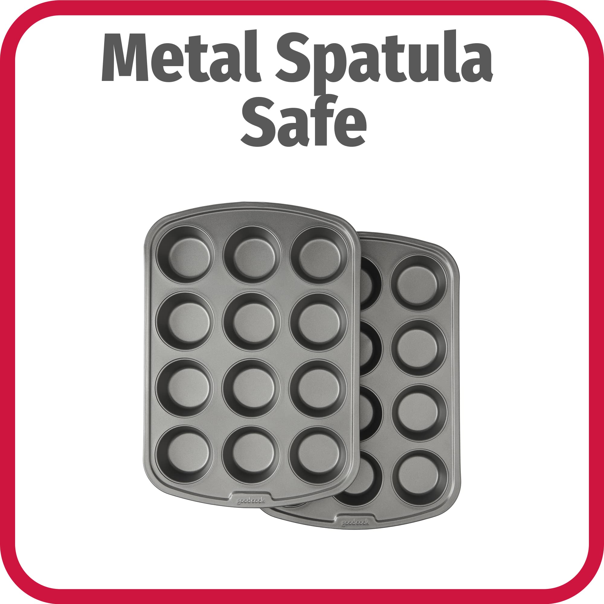 Goodcook Nonstick Steel 12-Cup Muffin Pan, Gray, Set Of 2 (42042)