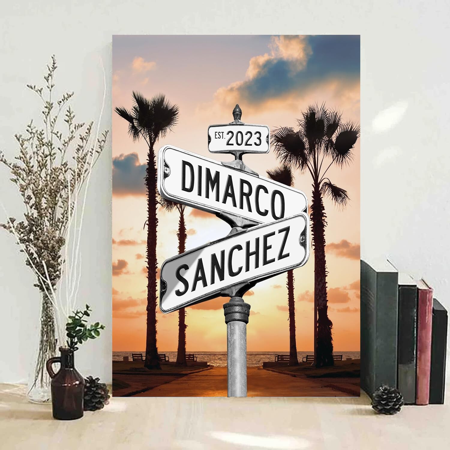 Personalized Crossroads Sign Couple'S Name And Date On Street Sign Poster Or Canvas Prints Love Gift For Anniversary, Wedding, W