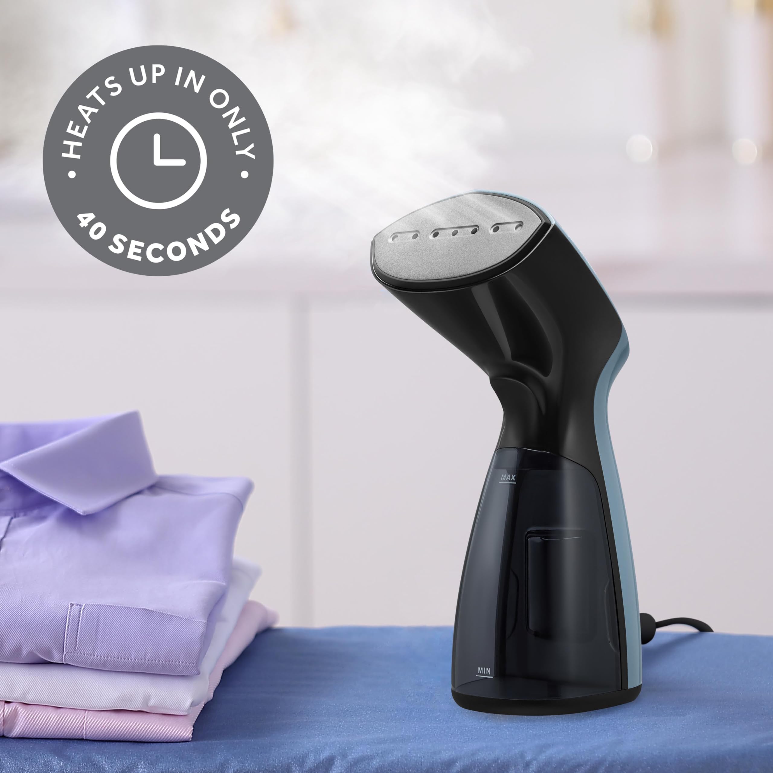 Sunbeam 1000W Compact Handheld Steamer For Clothes, Portable, Travel Steamer, Non-Stick Head, 30S Heat Up, 8 Minutes Continuous
