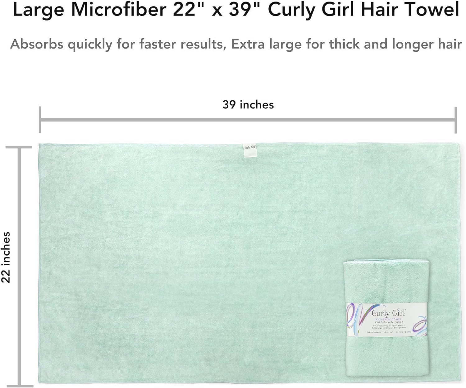 Curly Girl Microfiber Hair Towel - Anti-Frizz, Absorbent, Fast Drying - for Curly Hair - Microfiber Hair Towel for Curly Hair