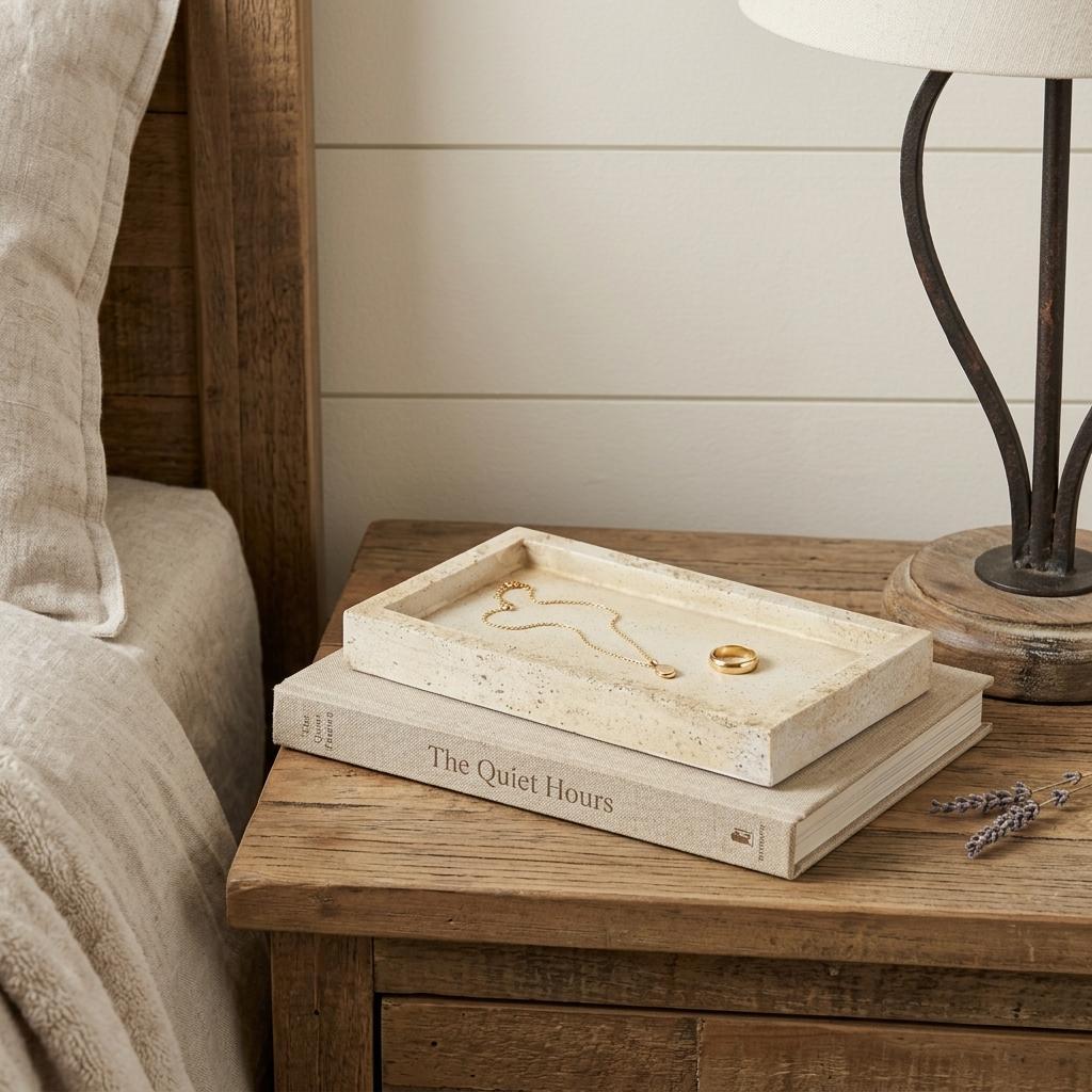 10 Beige Rustic Resin Faux Stone Handmade Trinket Tray