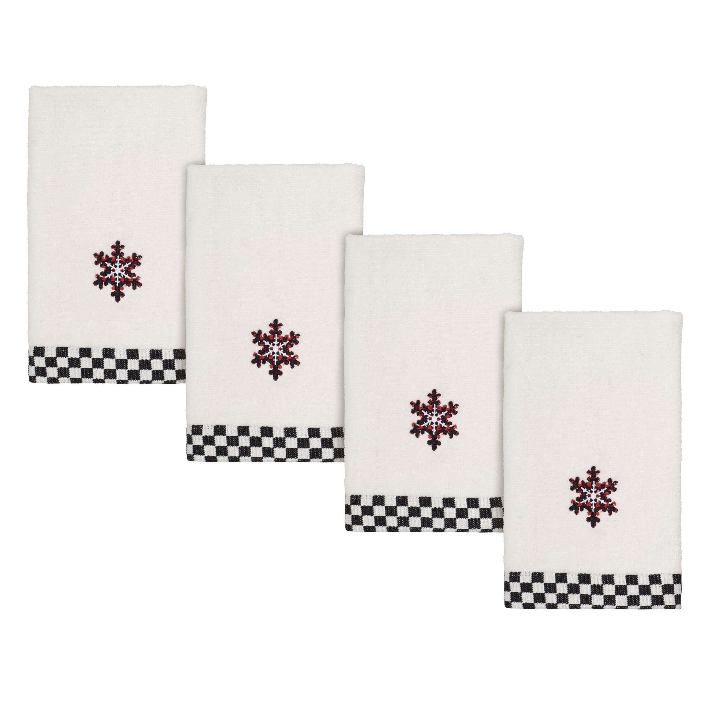 Avanti Linens - Fingertip Towels, Soft & Absorbent Cotton Velour, Christmas Decorations, Set Of 4 (Tis The Season Collection)