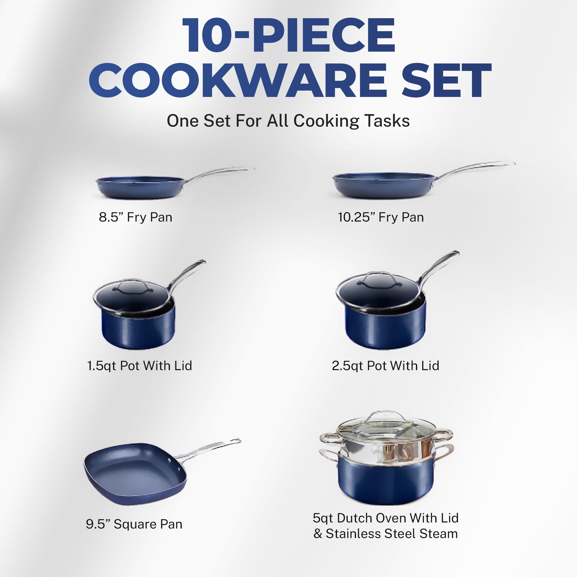 Granitestone 10 Pc Pots and Pans Set Non Stick Cookware Set, Kitchen Cookware Sets, Pot and Pan Set, Pot Set, Diamond Coated Non