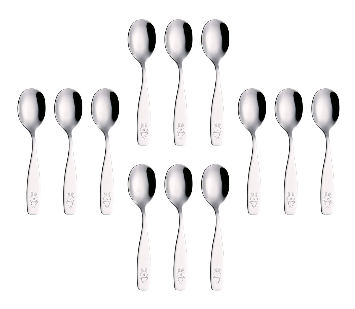 ANNOVA Kids Silverware Children's Safe Flatware Set Stainless Steel - 12 x Children Dinner Spoons, Toddler Utensils, Metal Cutle