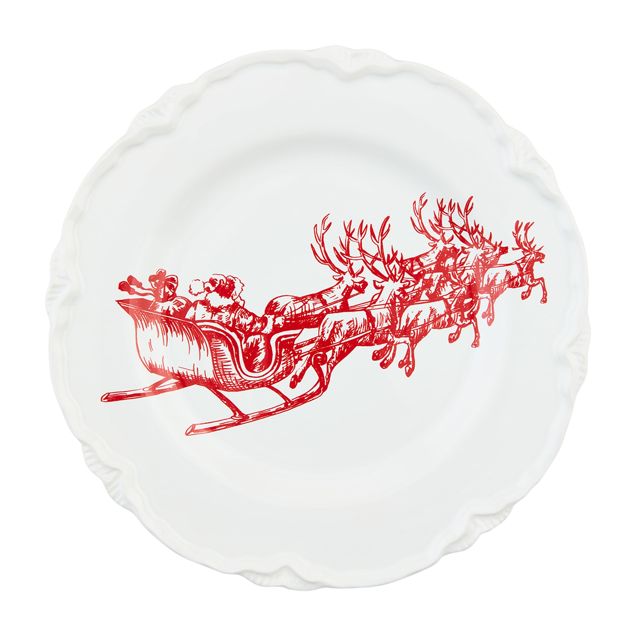 Mud Pie Christms Dessert Plate, Sleigh, 8 dia