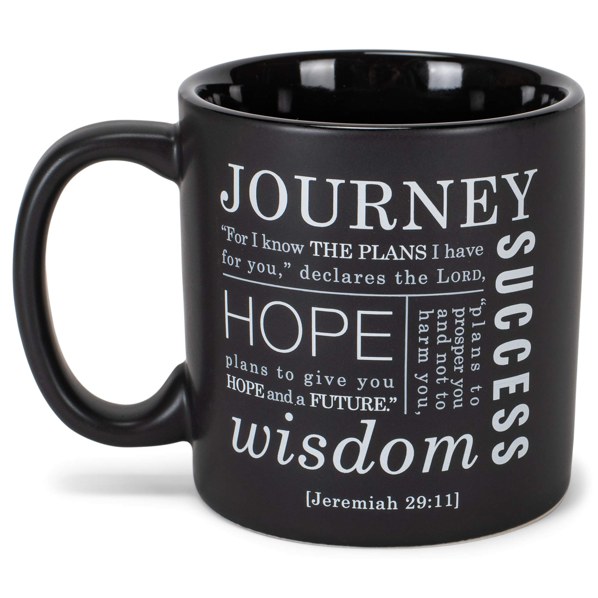 Lighthouse Christian Products The Lord Plans The Journey Matte Black 16 Ounce Ceramic Mug