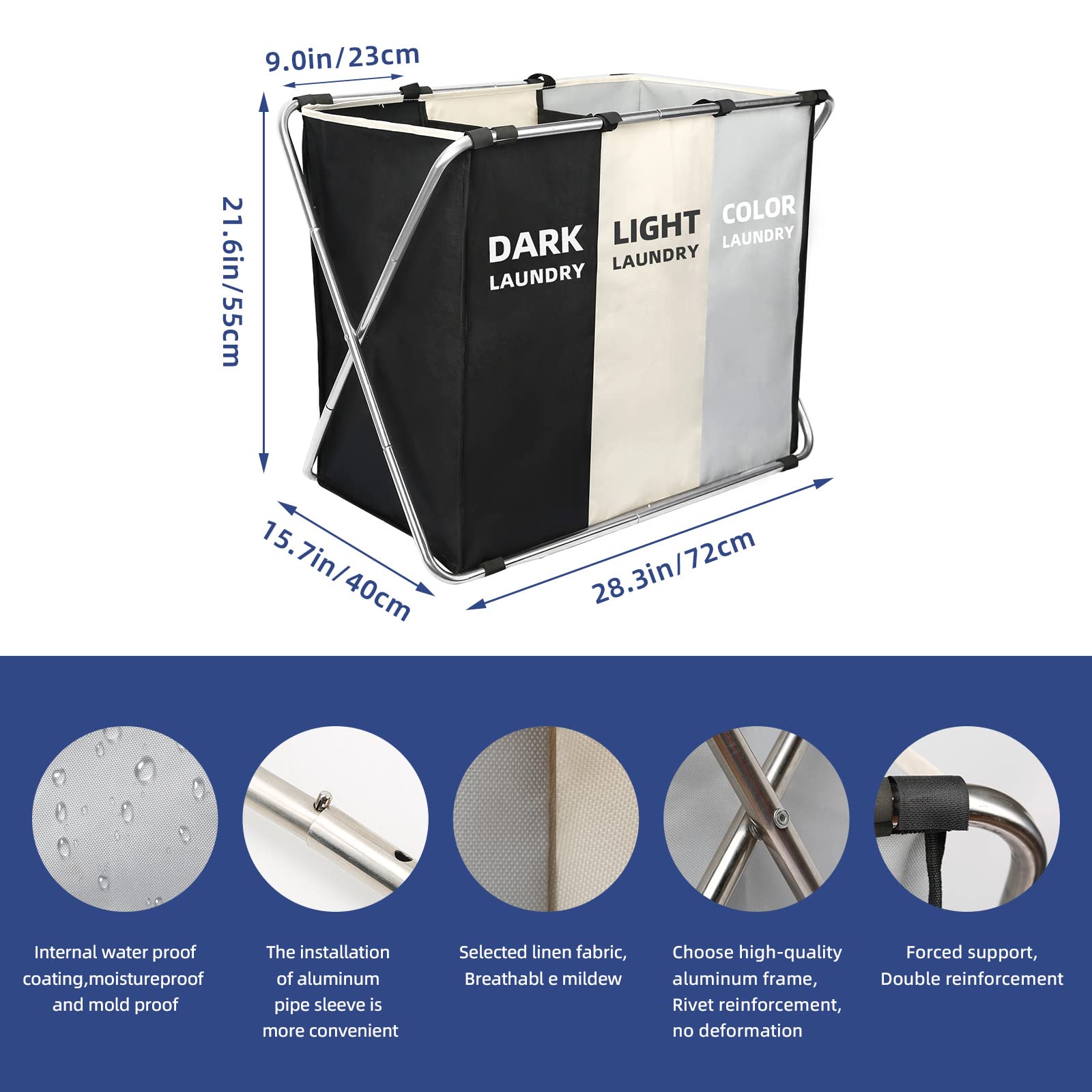 180L Large Laundry Basket, Freestanding Laundry Hamper, Collapsible Tall Clothes Hamper With Handles For Clothes Toys In The Dor