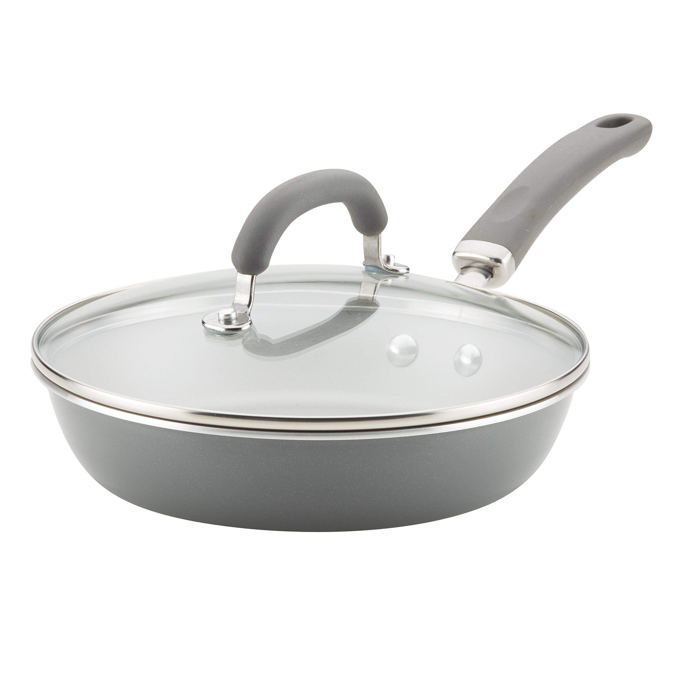 Rachael Ray 12005 Create Delicious Deep Nonstick Frying Pan/Fry Pan/Skillet With Lid - 9.5 Inch, Gray