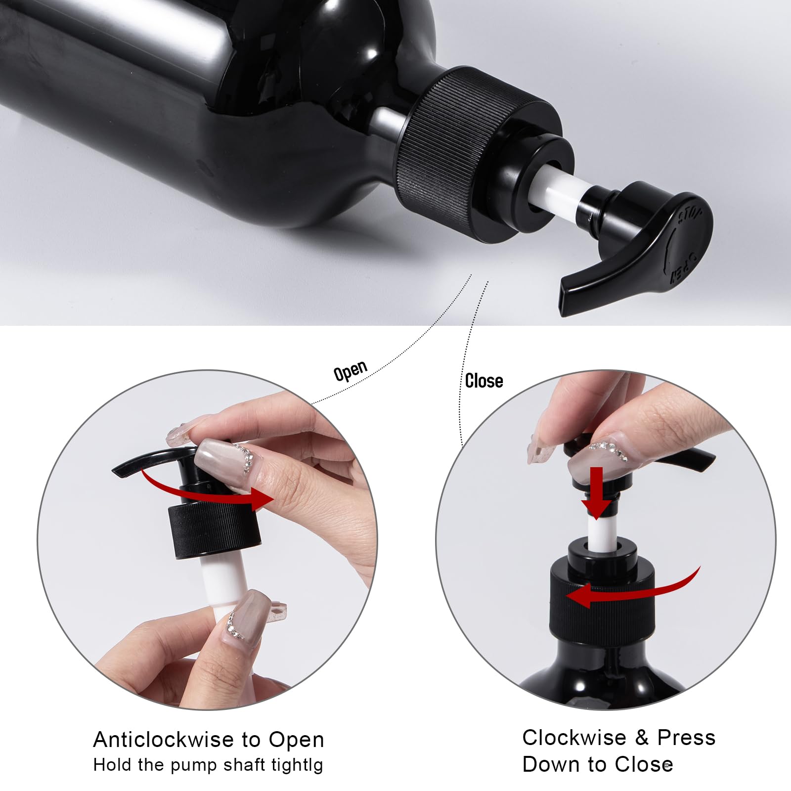 Yebeauty Pump Bottle Dispenser, 10Oz 300Ml Empty Plastic Shampoo Conditioner Dispenser, Refillable Shower Soap Dispenser Pump Bo