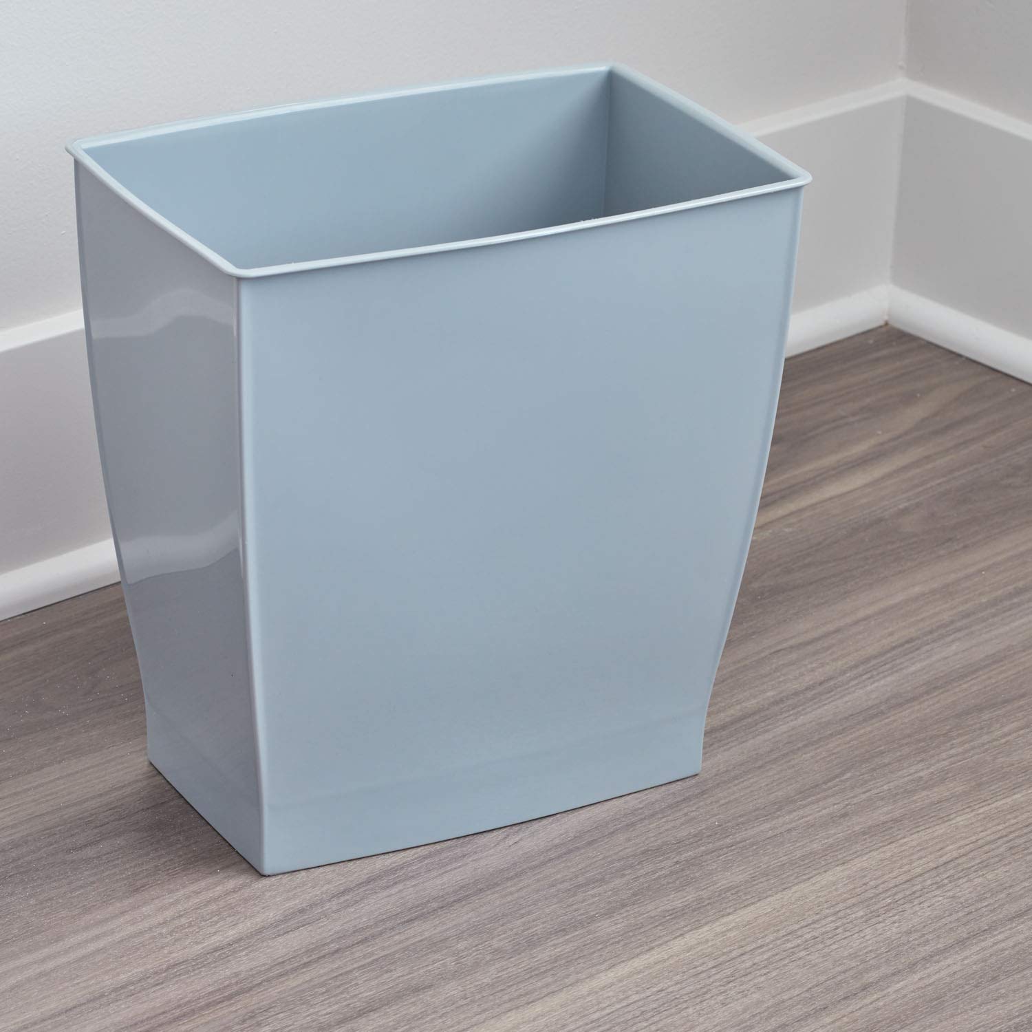 Idesign Mono Spa Rectangular Trash Can For Bath, Bedroom, Office - 11.25'' X 7.5'' X 12'', 2.5 Gallon, Gray