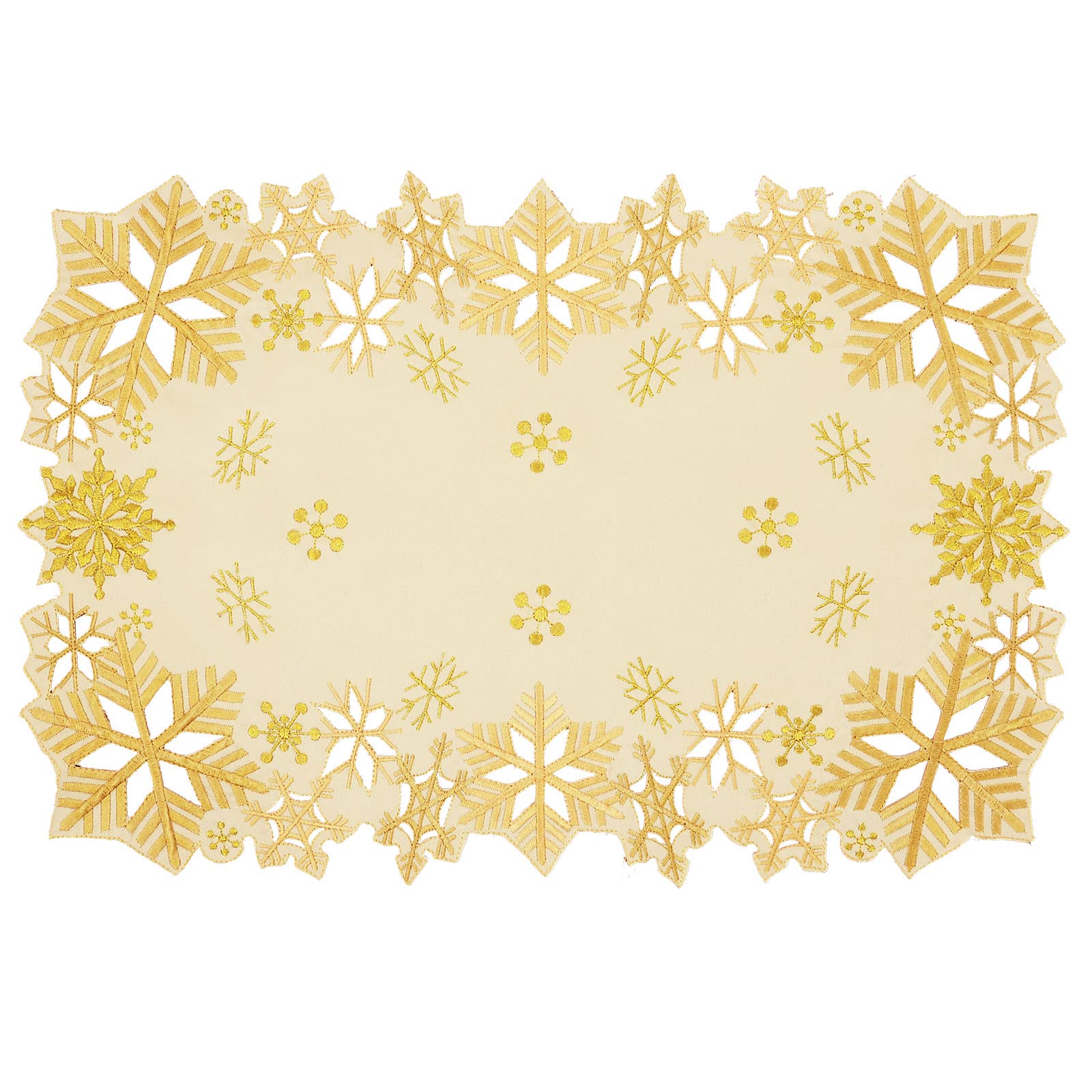 Simhomsen Embroidered Snowflakes Table Placemats For Christmas Holiday And Winter (Gold, 13