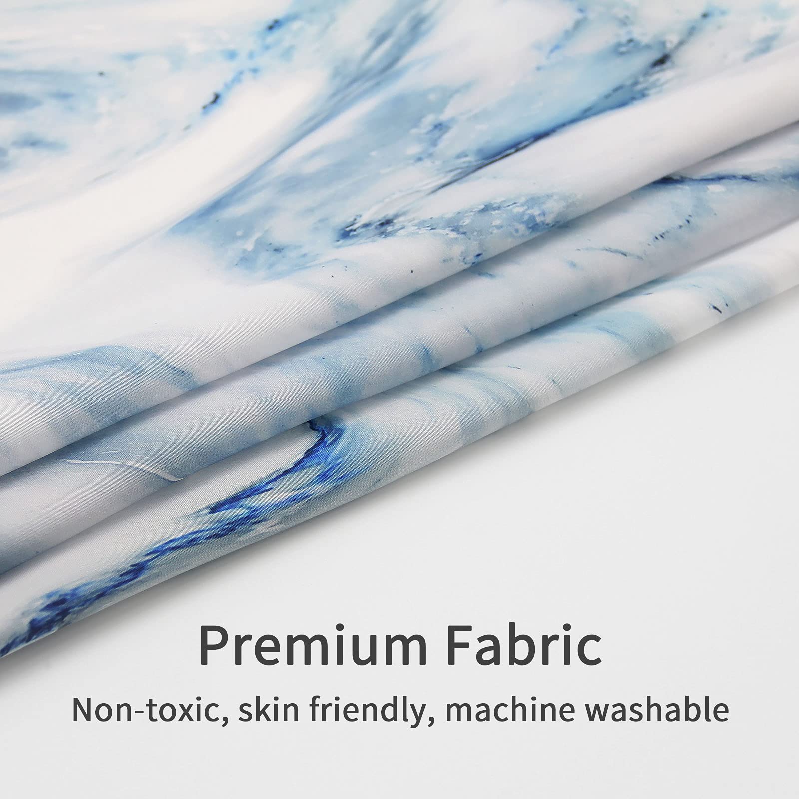 Mitovilla Small Stall Shower Curtain 36 X 72, Blue Marble Half Size Shower Curtain, Modern Abstract Narrow Shower Curtain For Ba