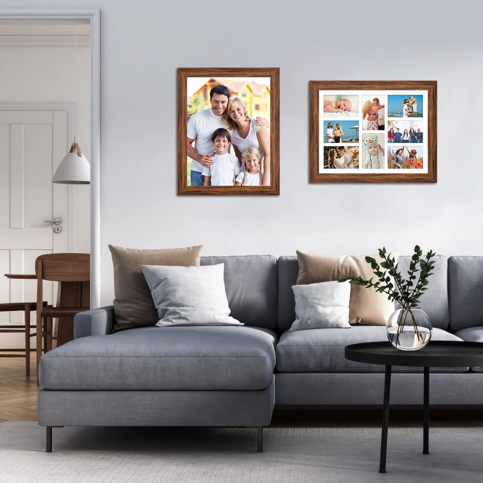 Gaevuian 13x17 Picture Frame Display 8 opening 4X6 Picture Frame Collage,Multi Photo Frame with Mat,Plexiglass,Wall or Tabletop